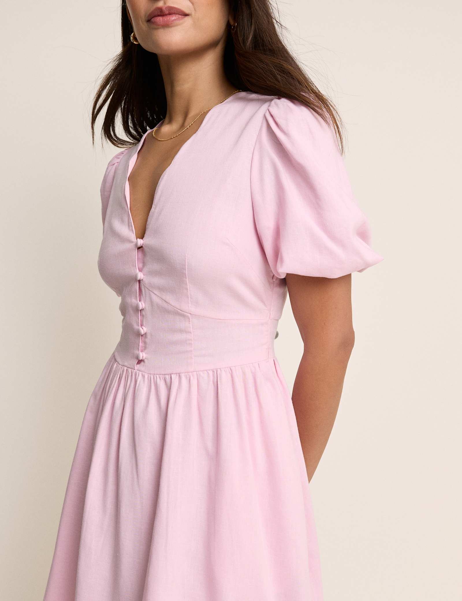 Lyocell Rich Mini Skater Dress with Linen - image 2