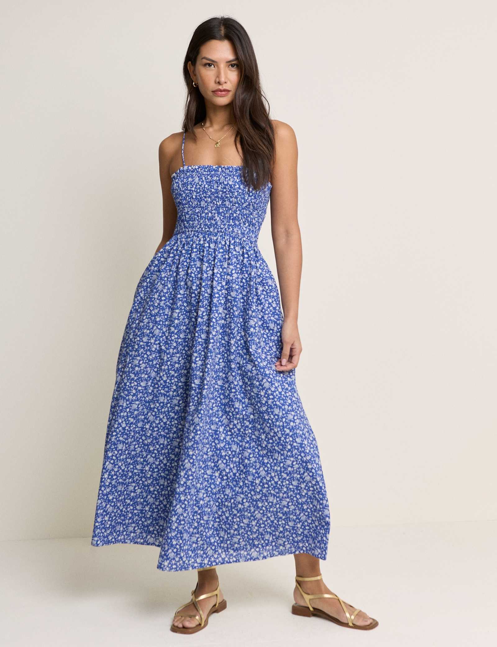 Pure Cotton Floral Midi Dress - image 1