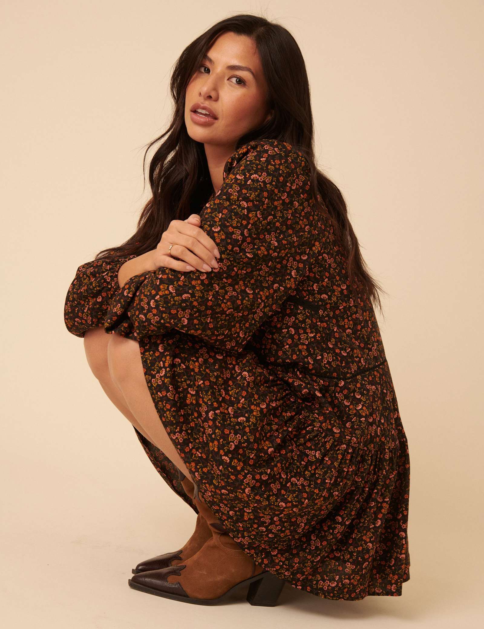 Floral Broderie V-Neck Mini Tiered Dress - image 3