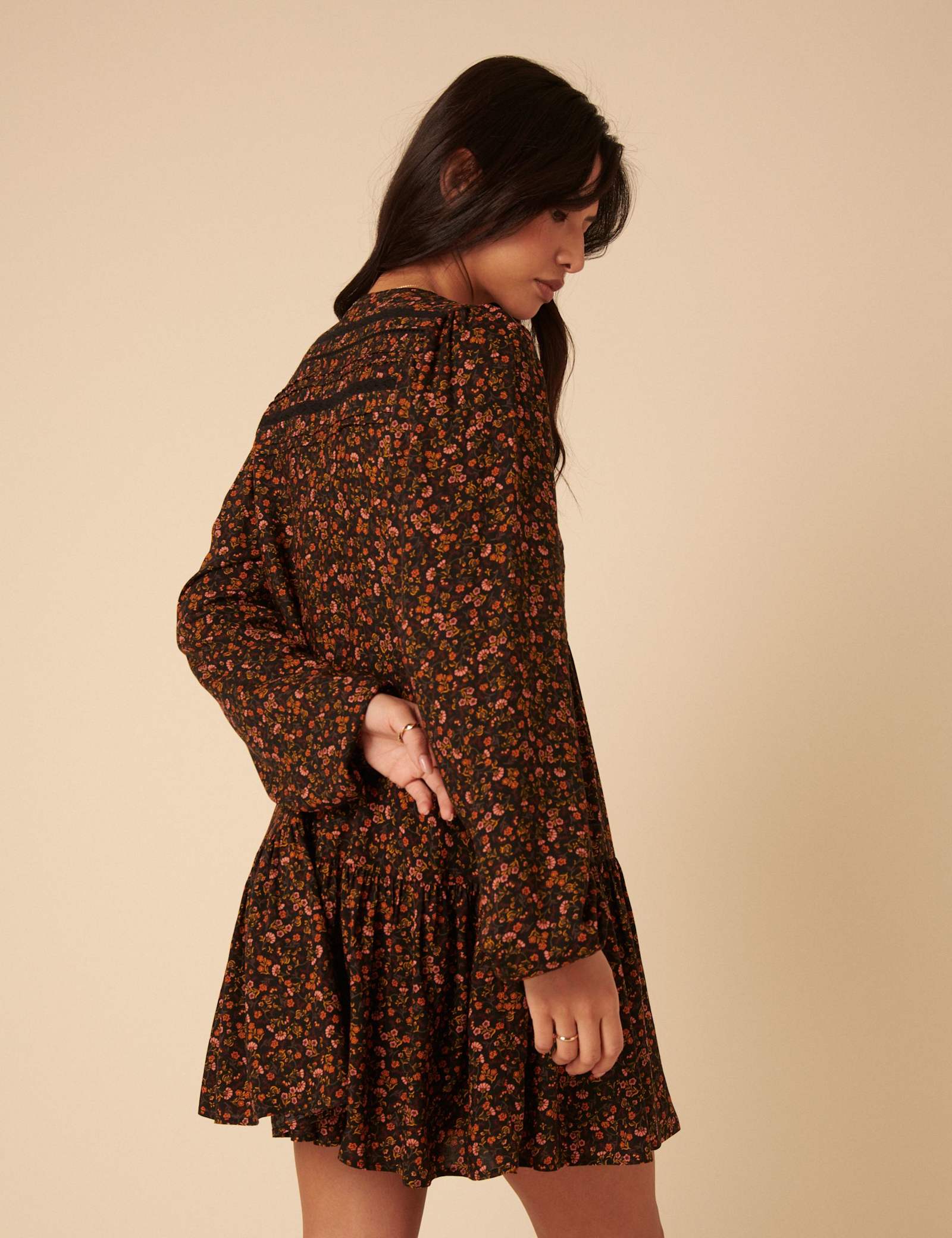 Floral Broderie V-Neck Mini Tiered Dress - image 4