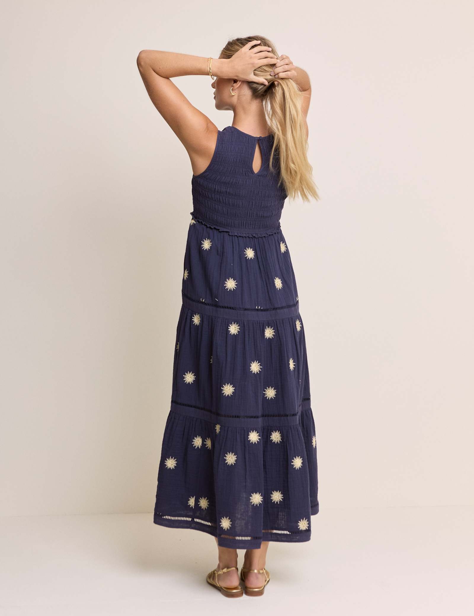 Pure Cotton Embroidered Midaxi Tiered Dress - image 2