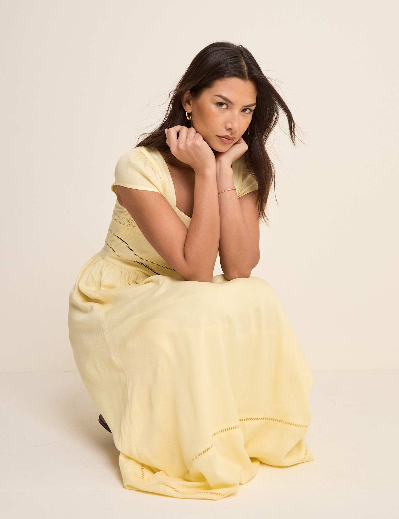 Linen Rich Square Neck Midaxi Skater Dress - image 3
