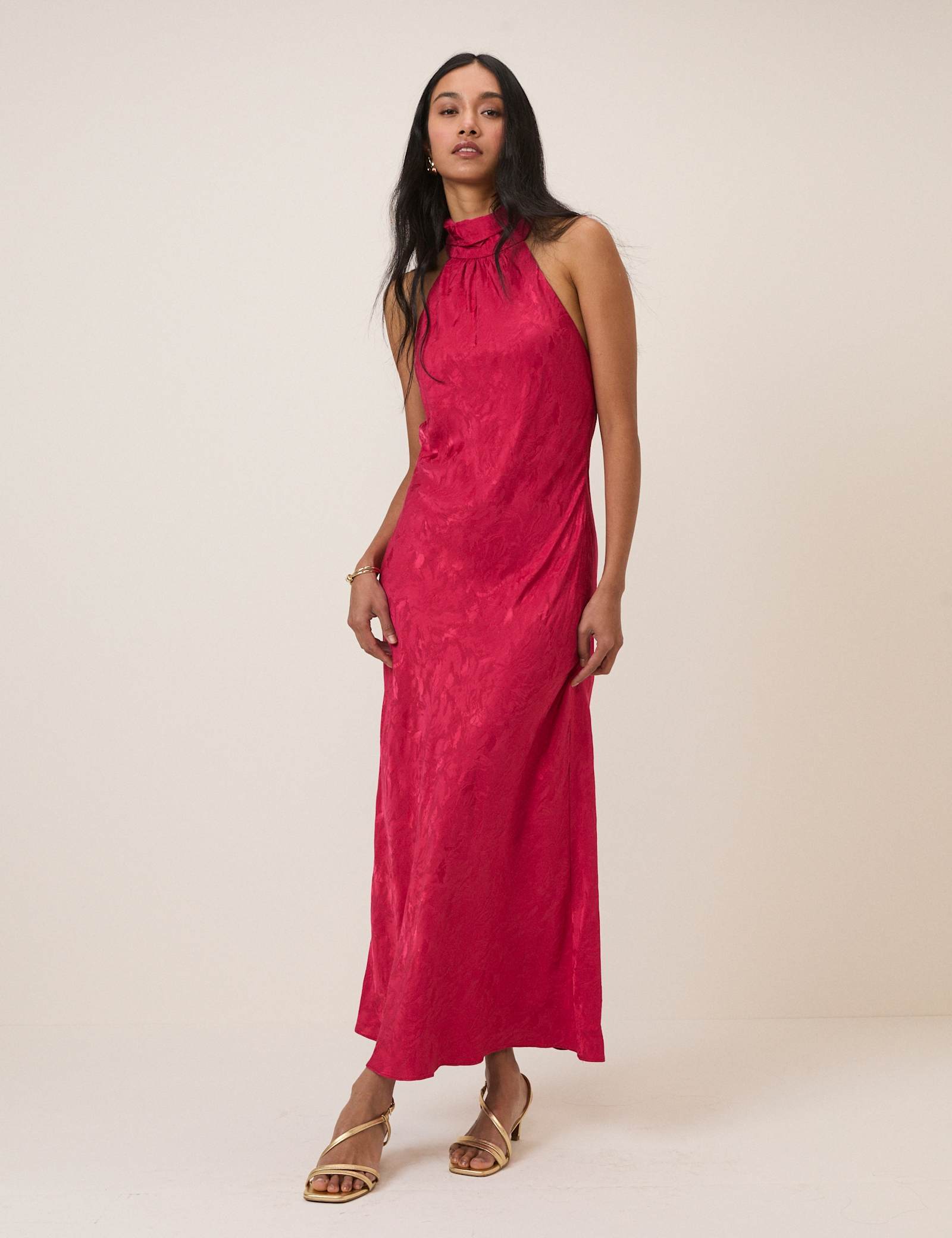 Satin Halter Neck Maxi Slip Dress - image 3