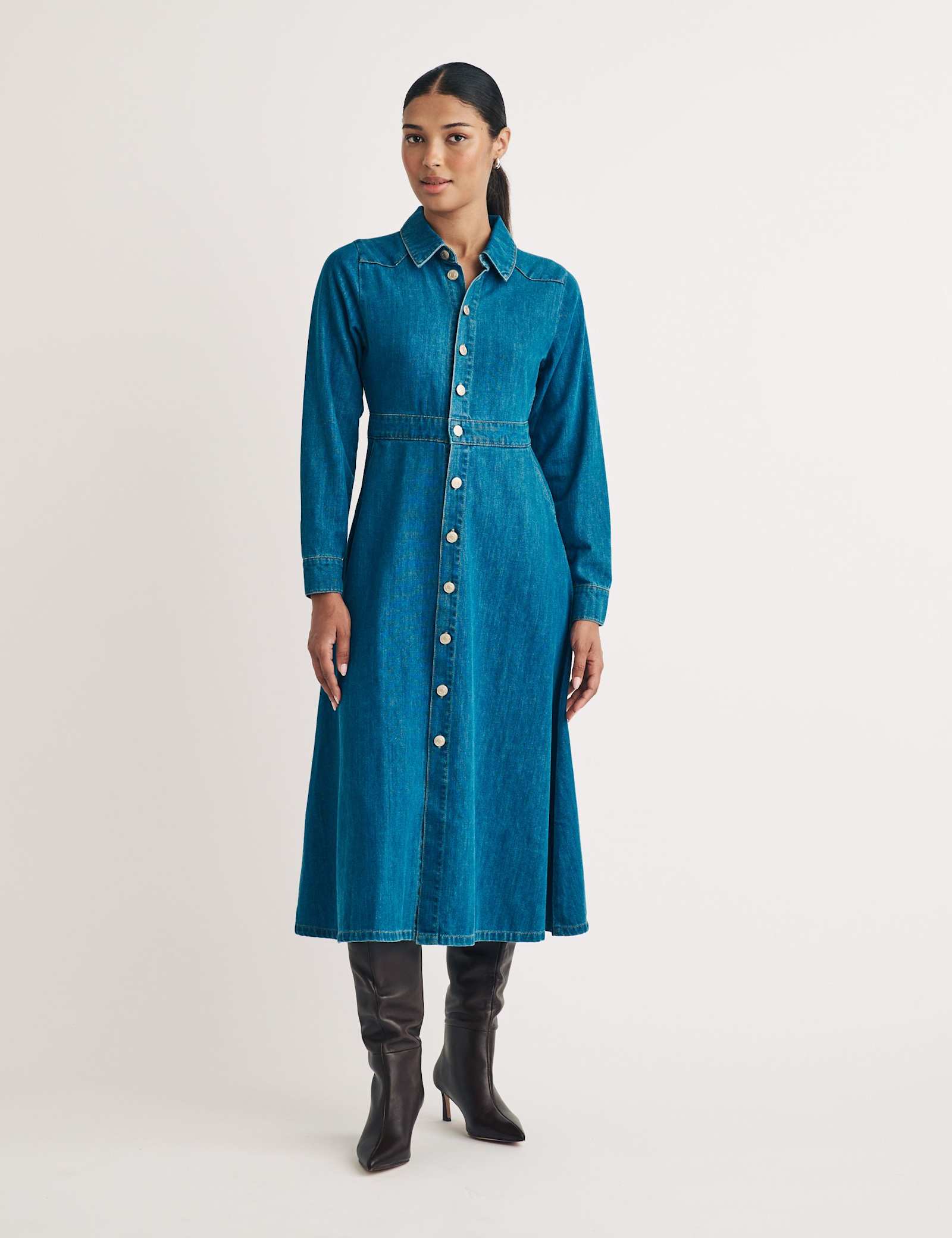 Pure Cotton Button Through Shirt Dress - image 1