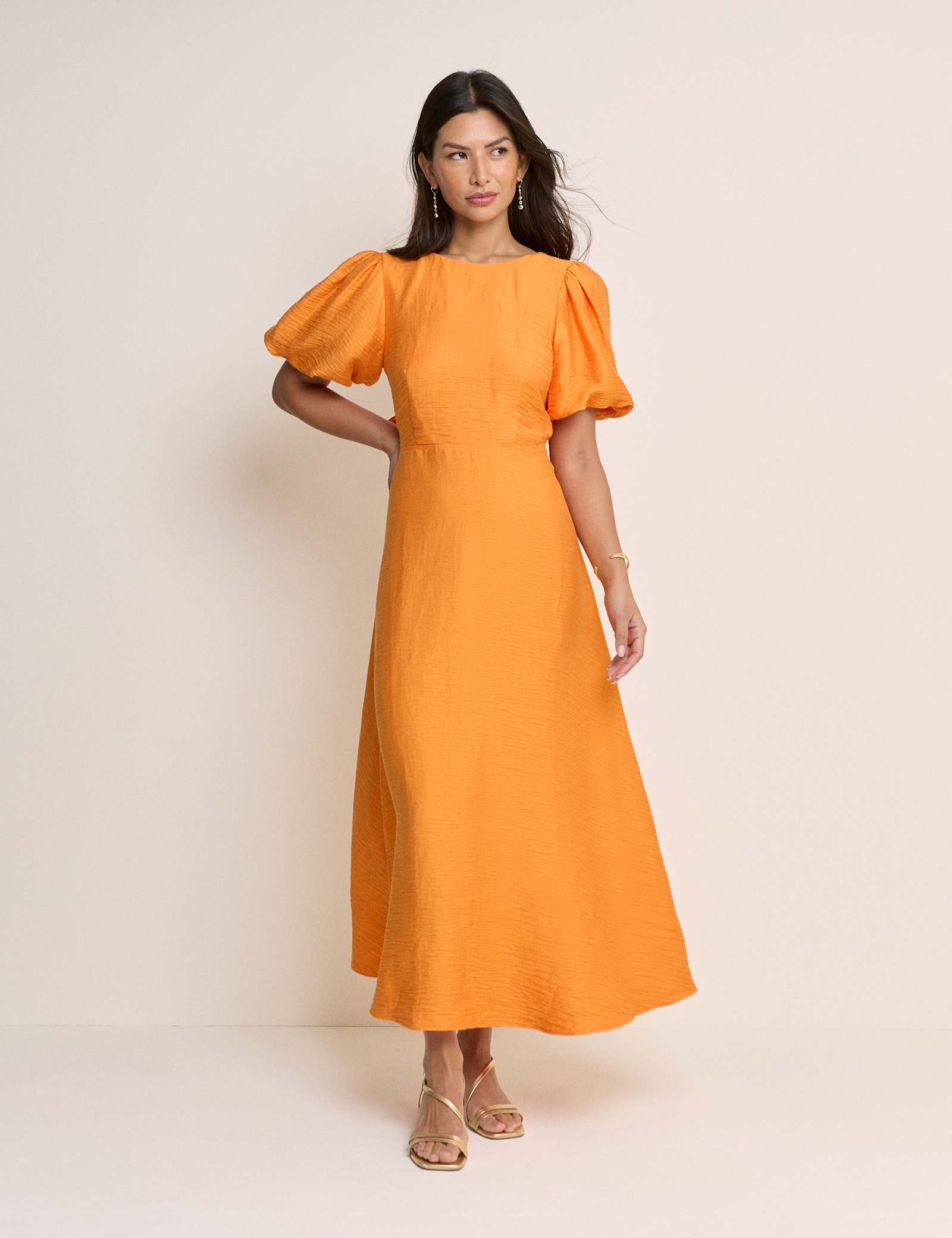 Textured Tie Waist Midi Skater Dress - image 1