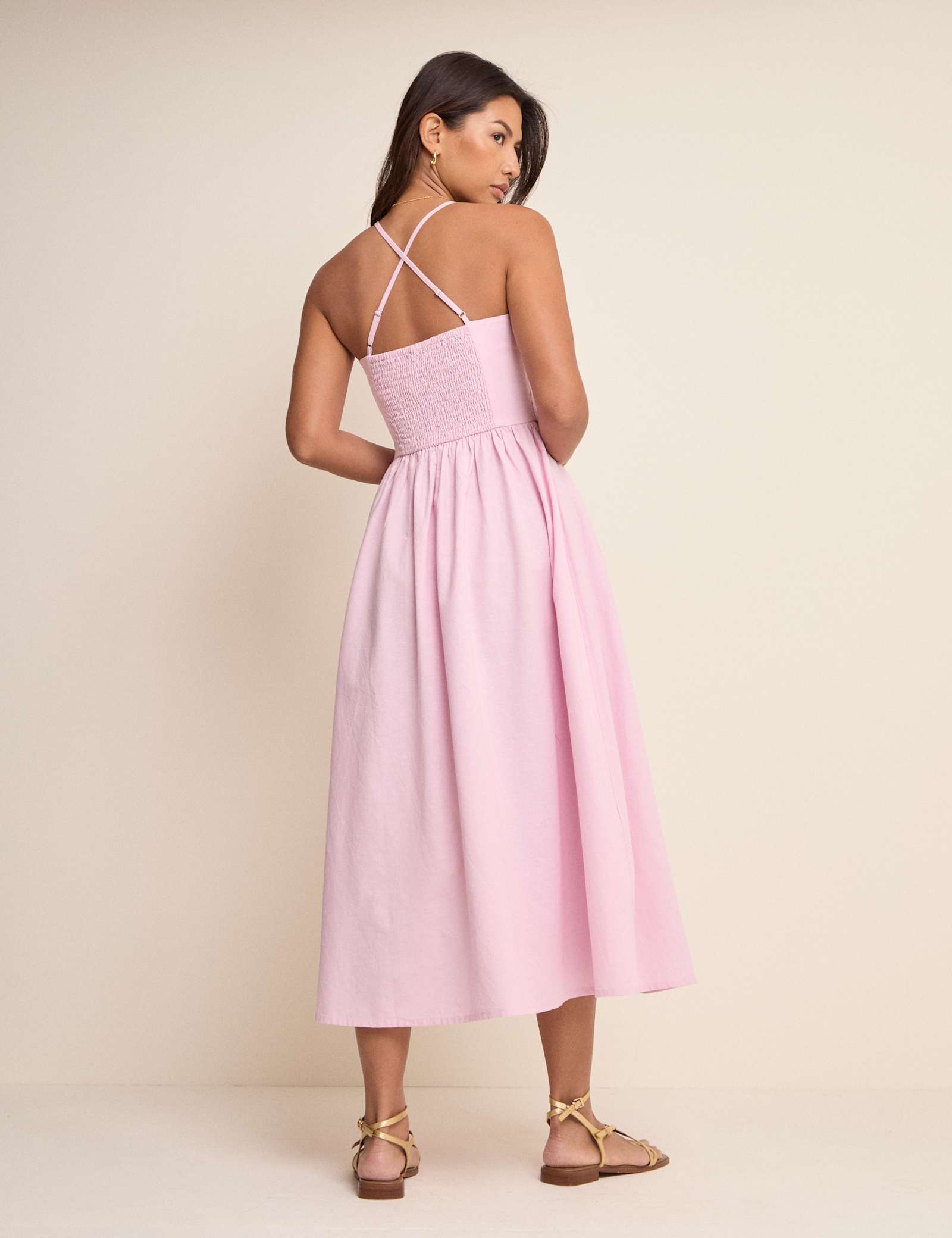 Cotton Rich Shirred Midi Skater Dress - image 5