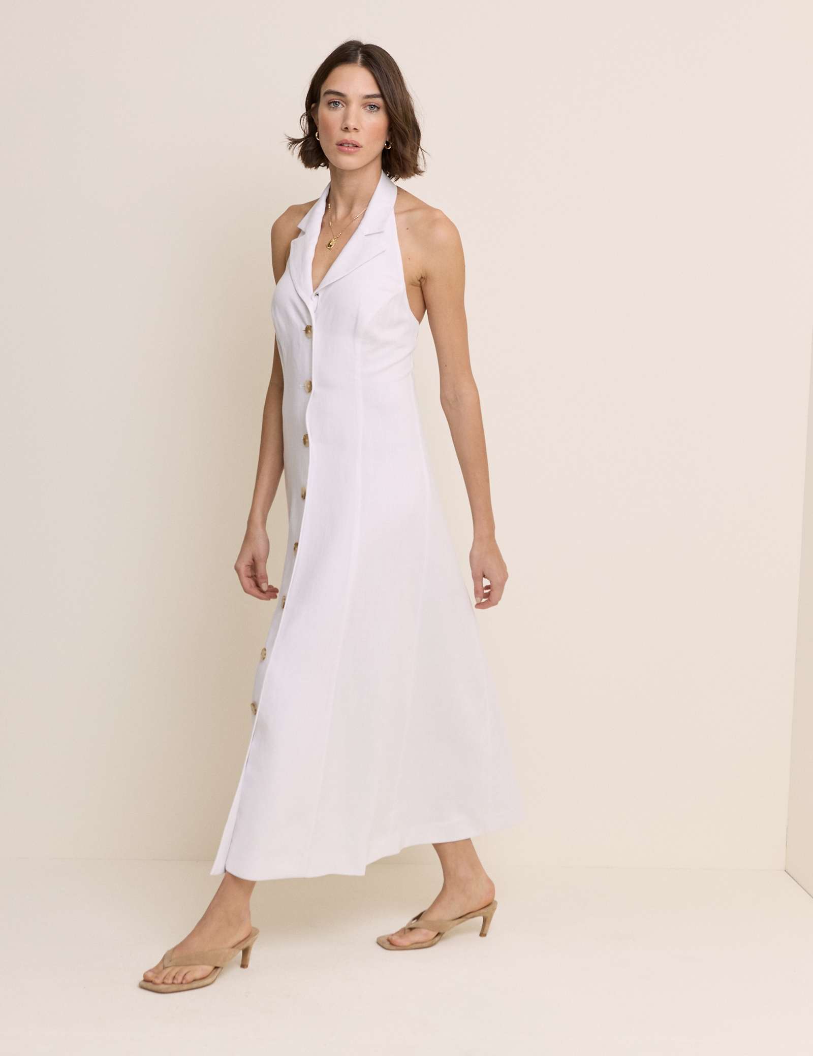 Lyocell Rich Halter Neck Midi Tailored Dress - image 1