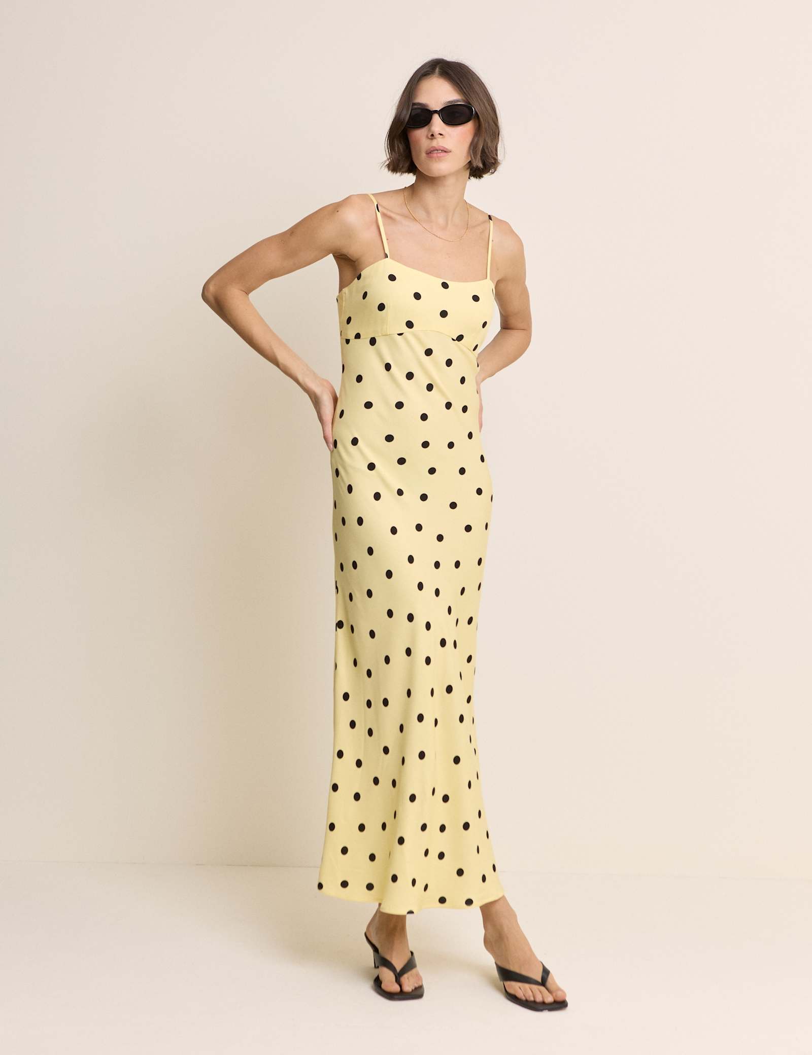 Polka Dot Square Neck Maxi Slip Dress - image 1