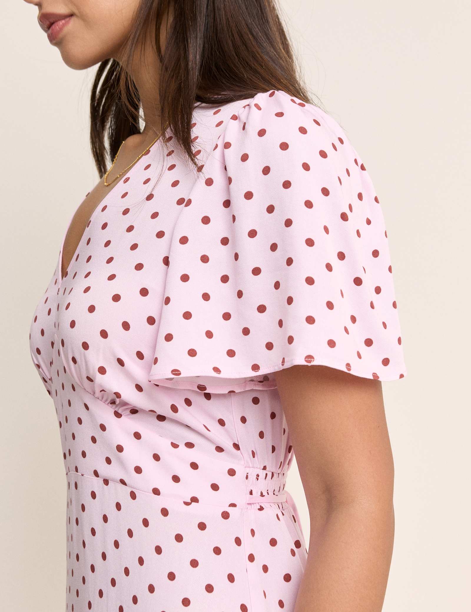 Polka Dot V-Neck Midi Tea Dress - image 5