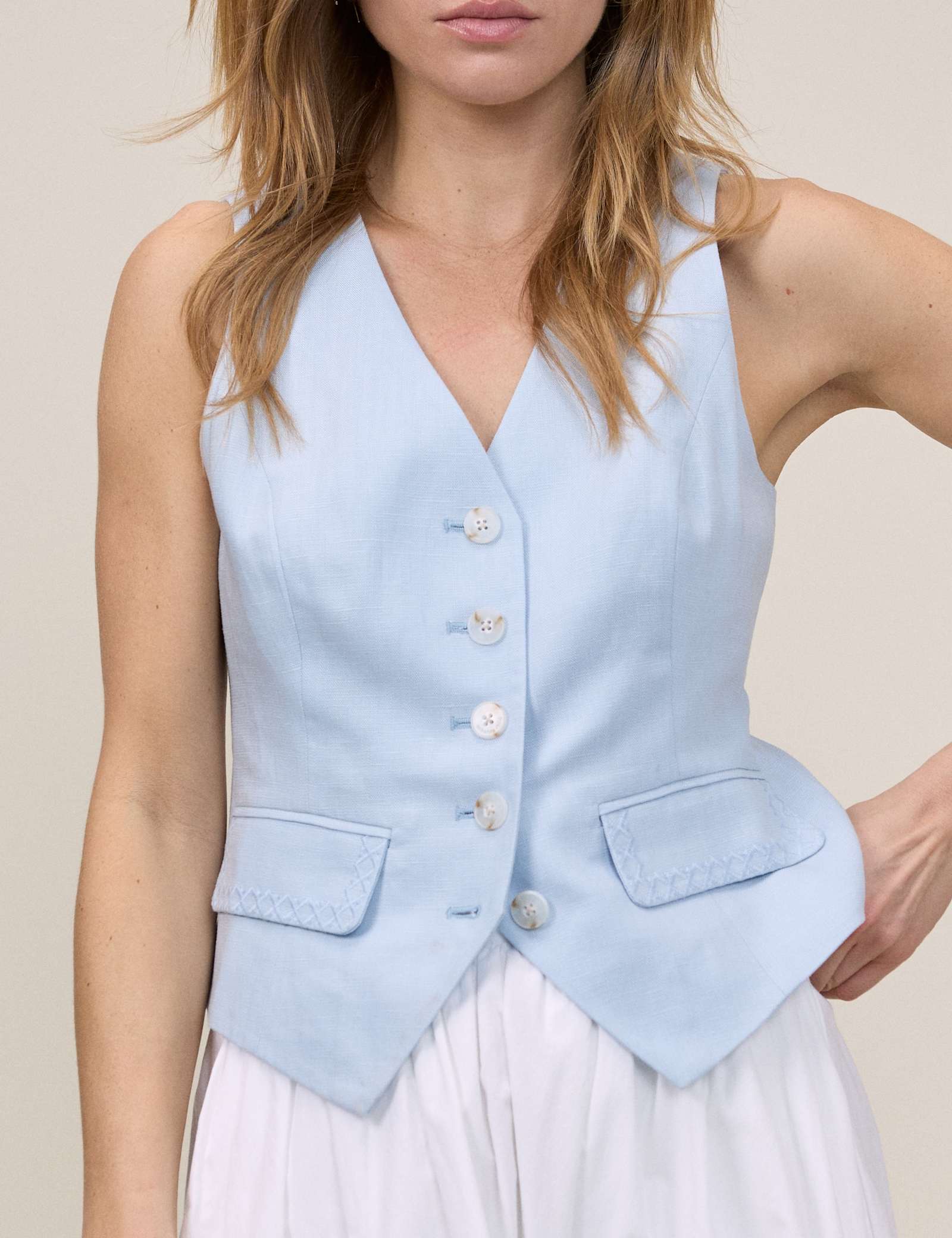 Linen Blend Waistcoat - image 4