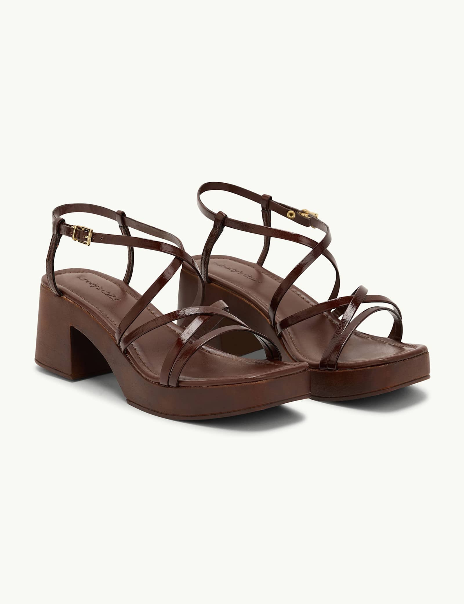 Leather Strappy Low Block Heel Sandals - image 3