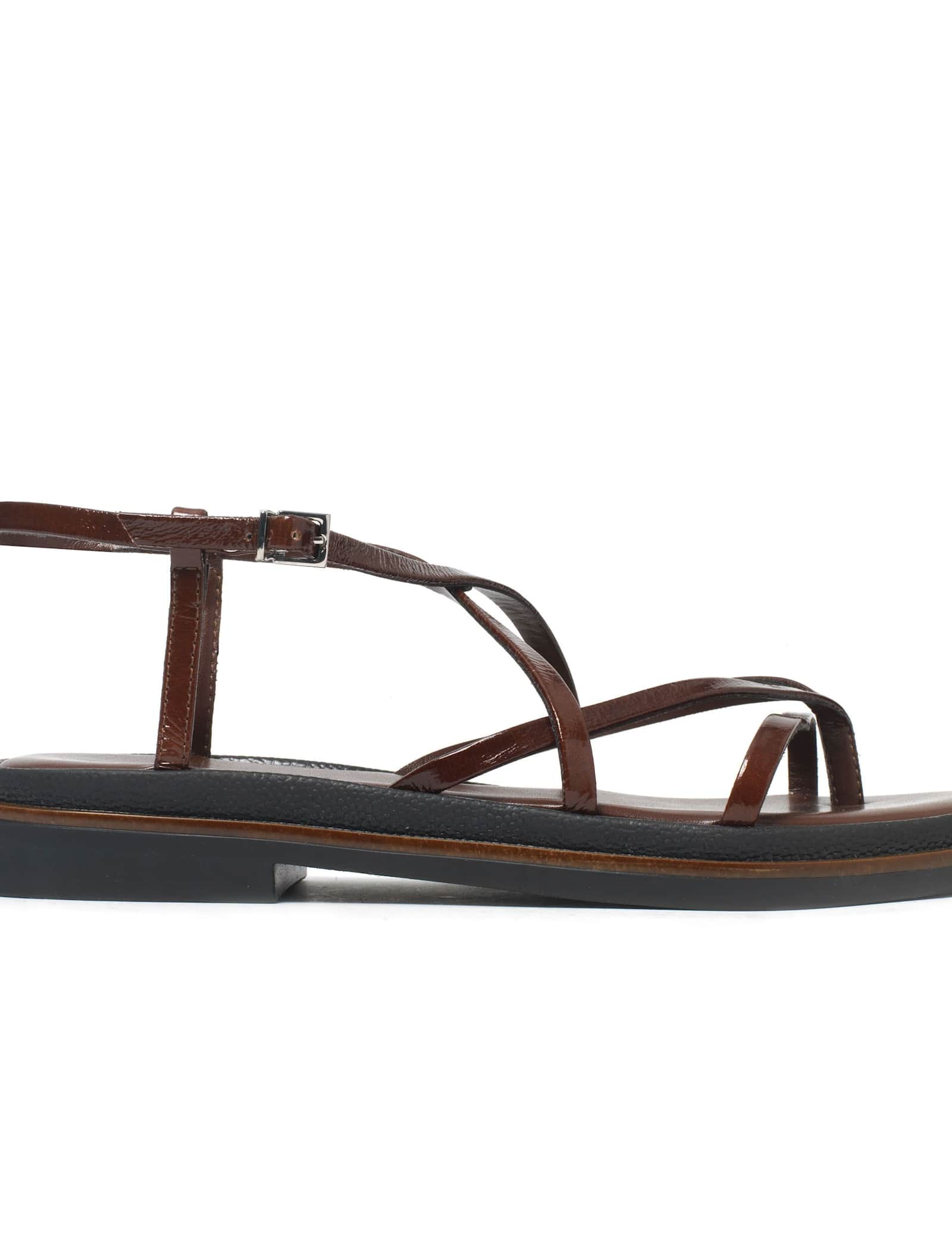 Leather Strappy Flat Sandals - image 1