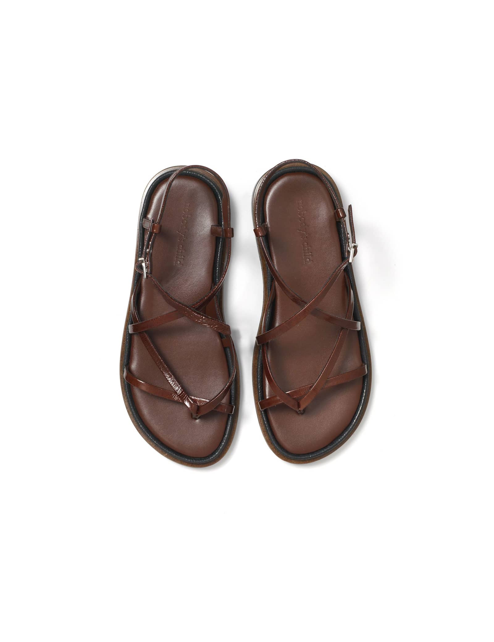 Leather Strappy Flat Sandals - image 4