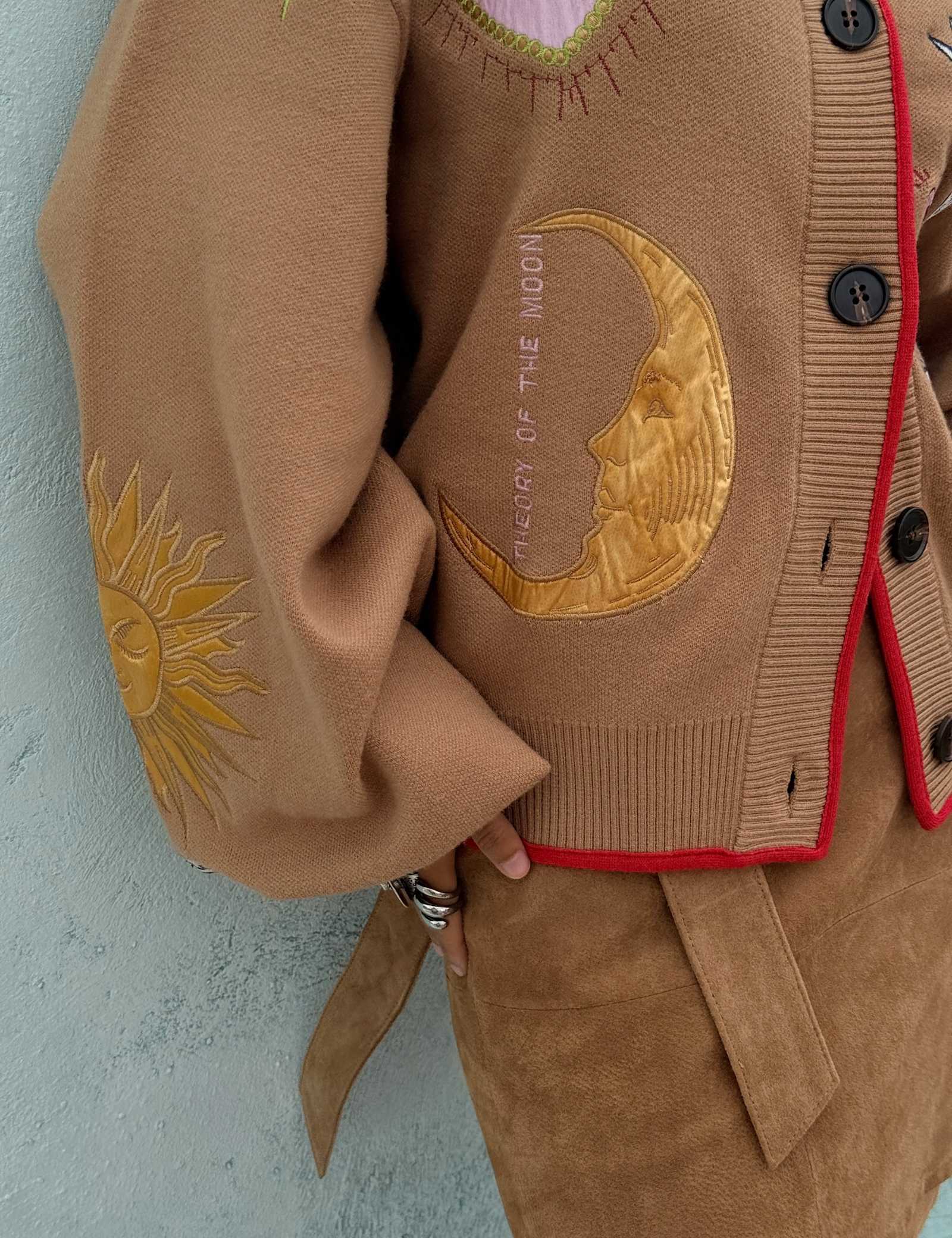 Embroidered Button Front Relaxed Cardigan - image 3