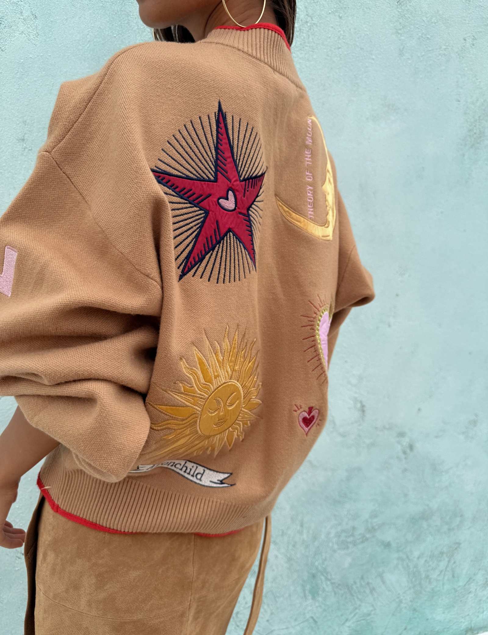 Embroidered Button Front Relaxed Cardigan - image 2