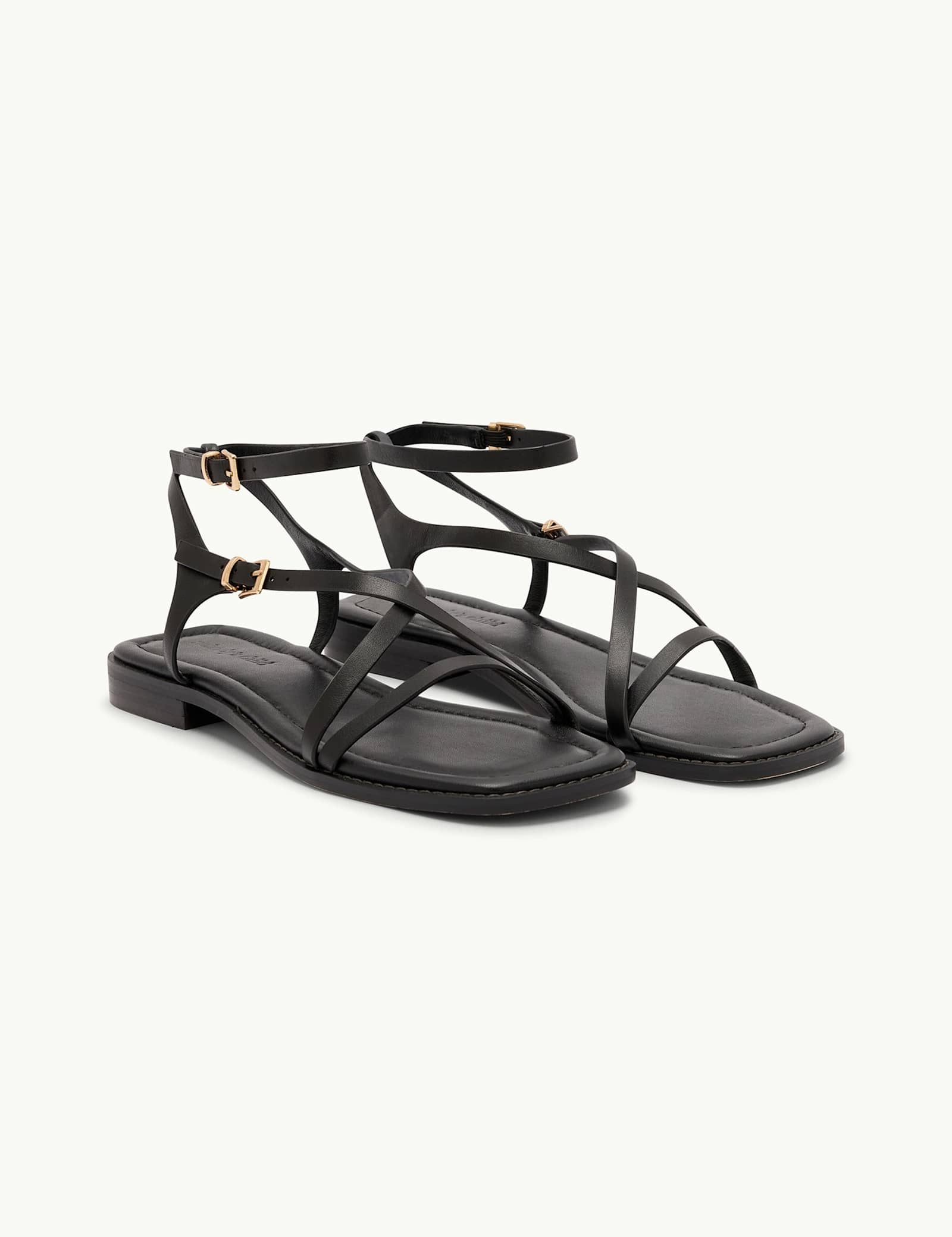Leather Square Toe Strappy Sandals - image 4