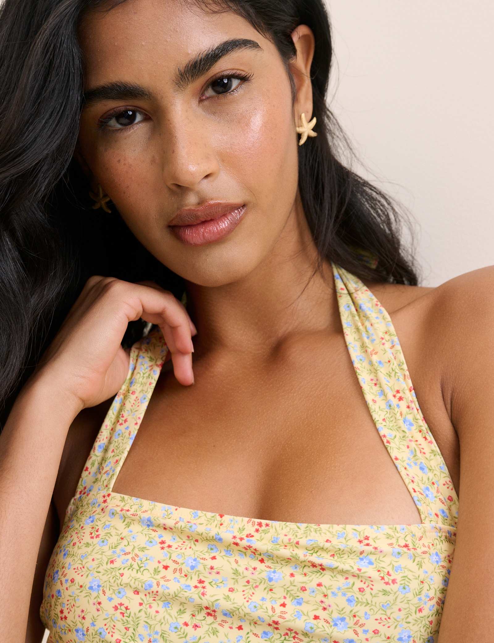 Ditsy Floral Ruched Square Halterneck Swimsuit - image 2