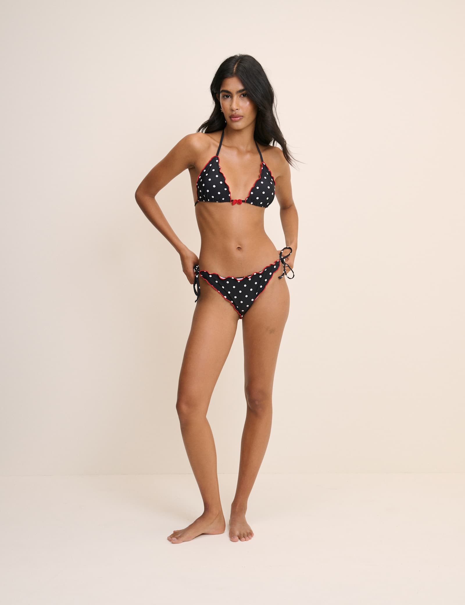 Polka Dot Frill Edge Tie Side Bikini Bottoms - image 3