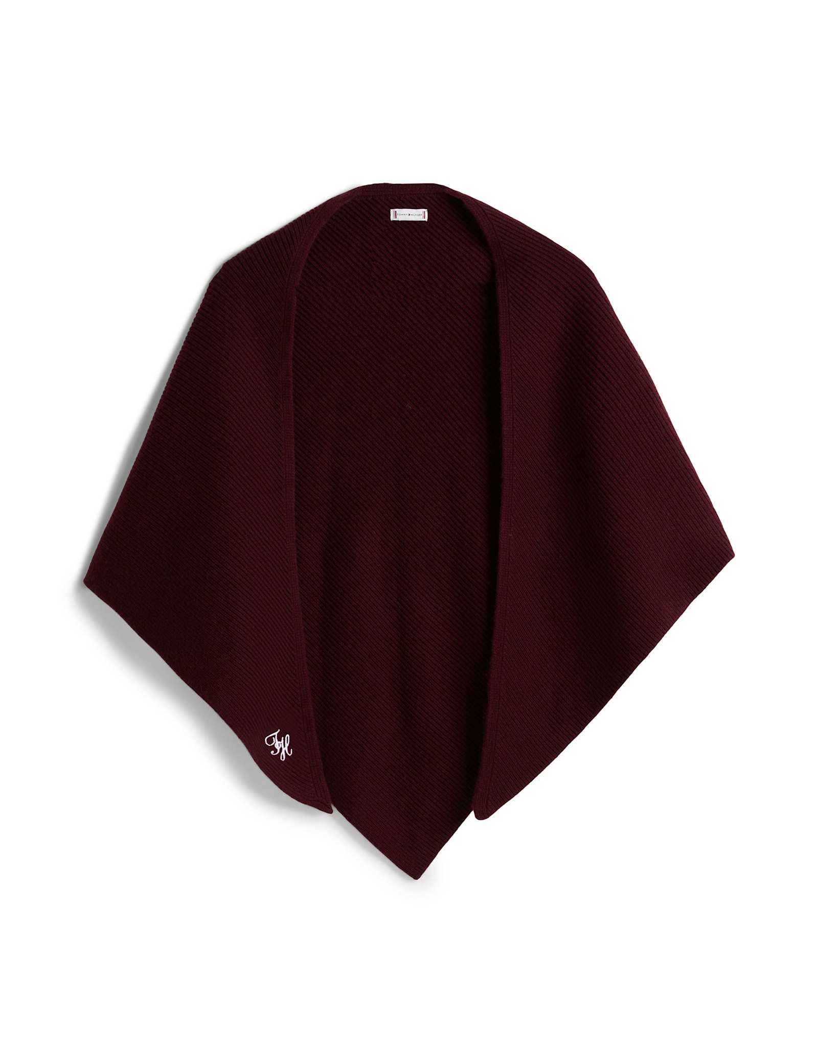 Wool Cashmere Blend Ribbed Triangle Scarf - image 4