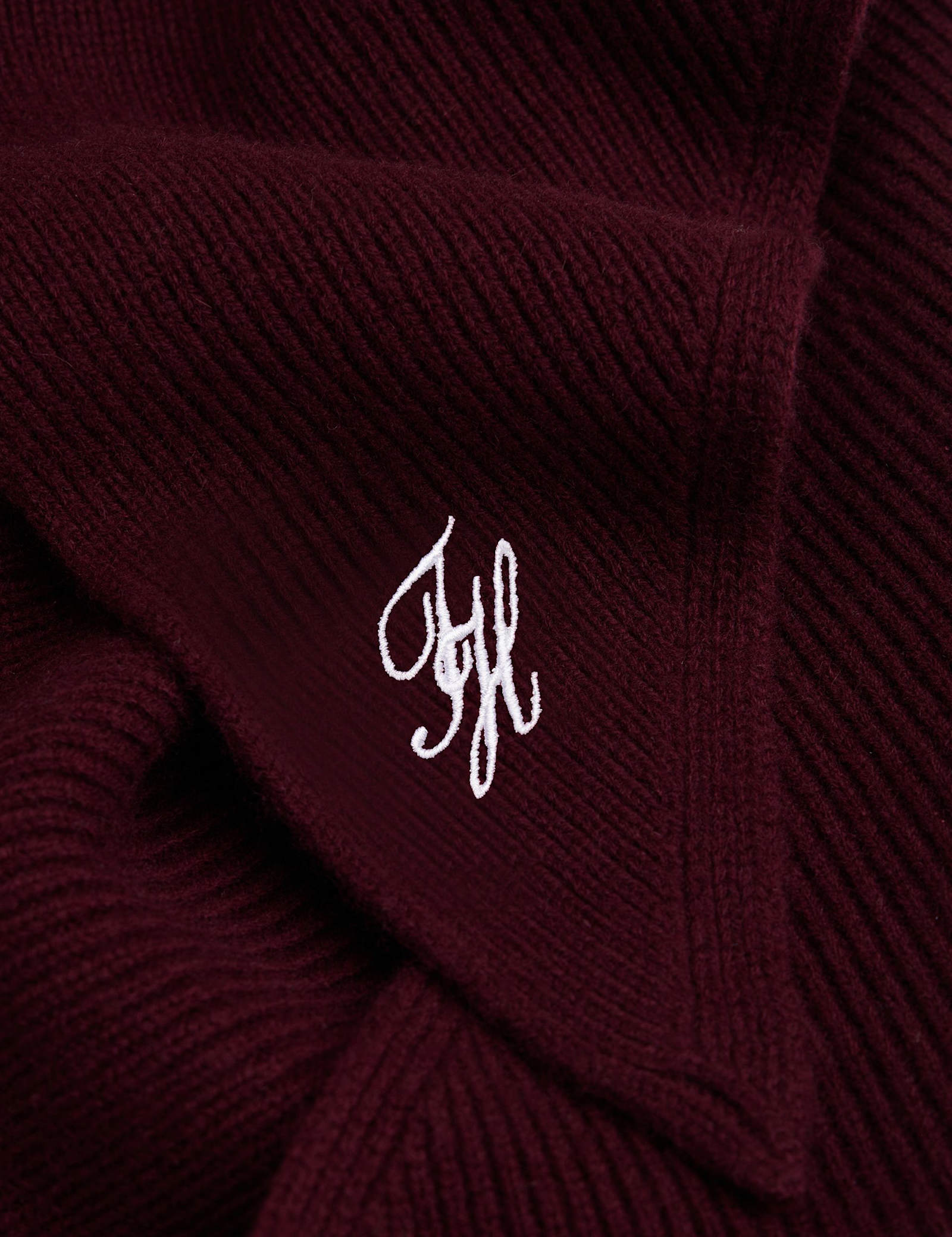 Wool Cashmere Blend Ribbed Triangle Scarf - image 3