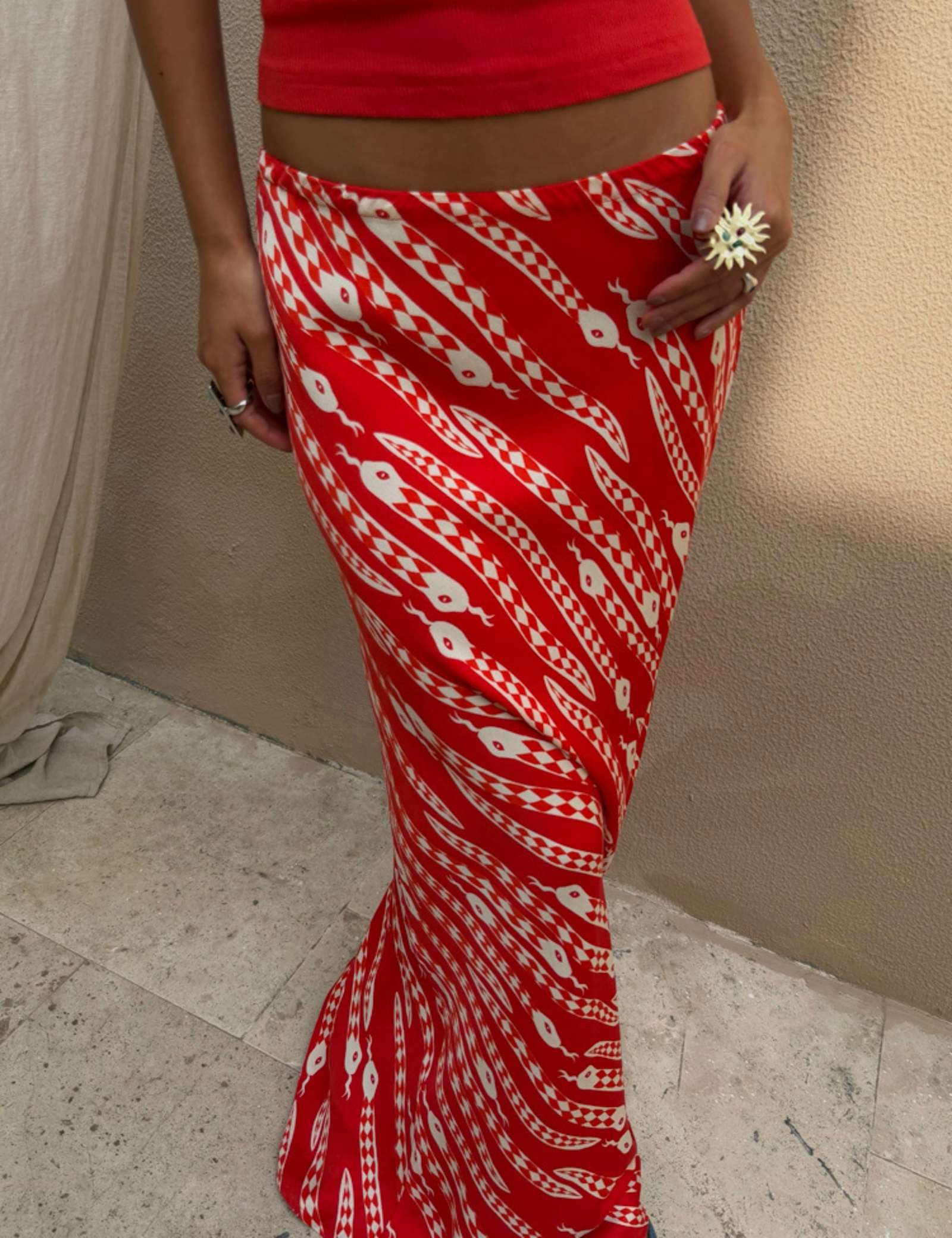 Snake Print Maxi Slip Skirt - image 2