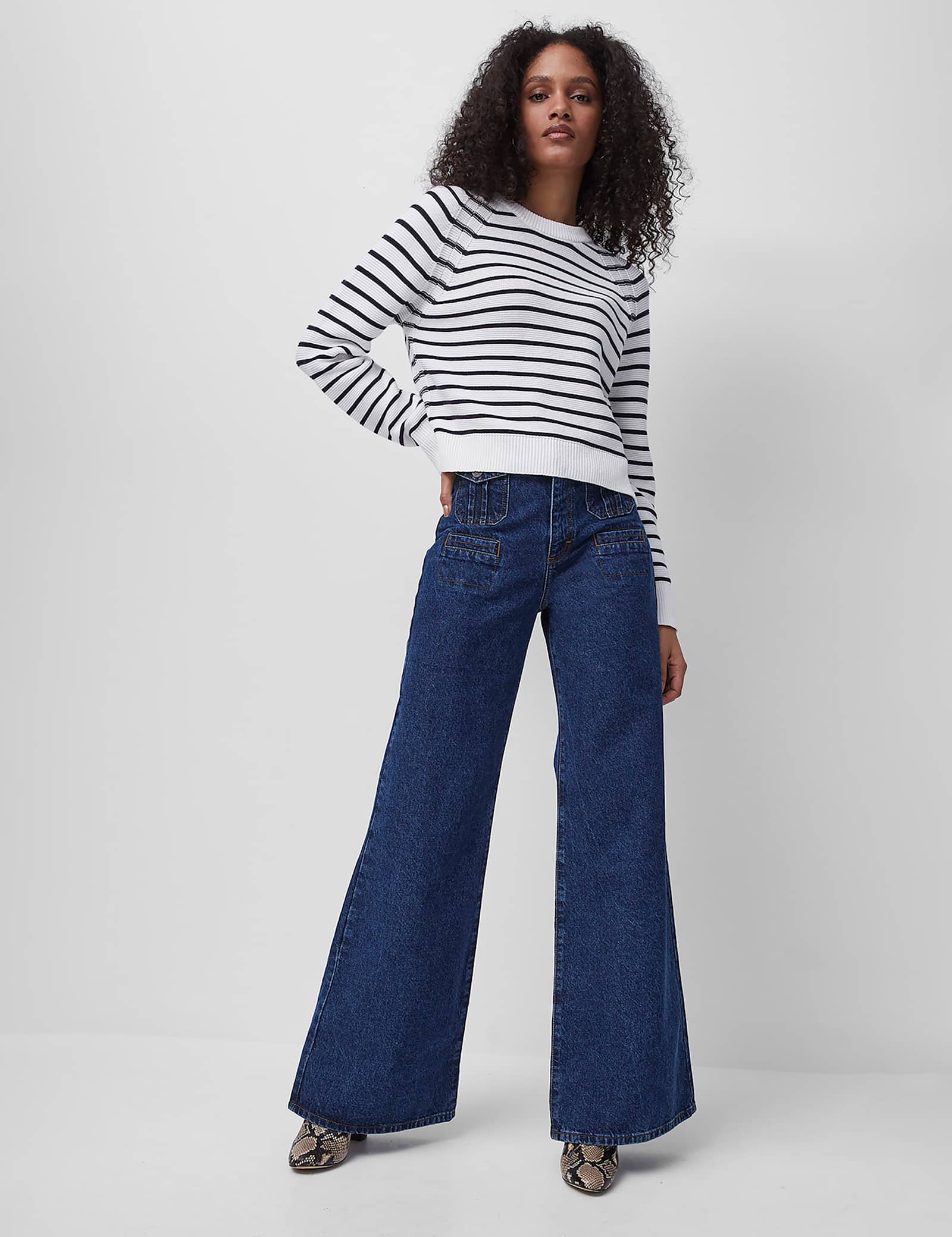 Pure Cotton Striped Crew Neck Jumper - image 2