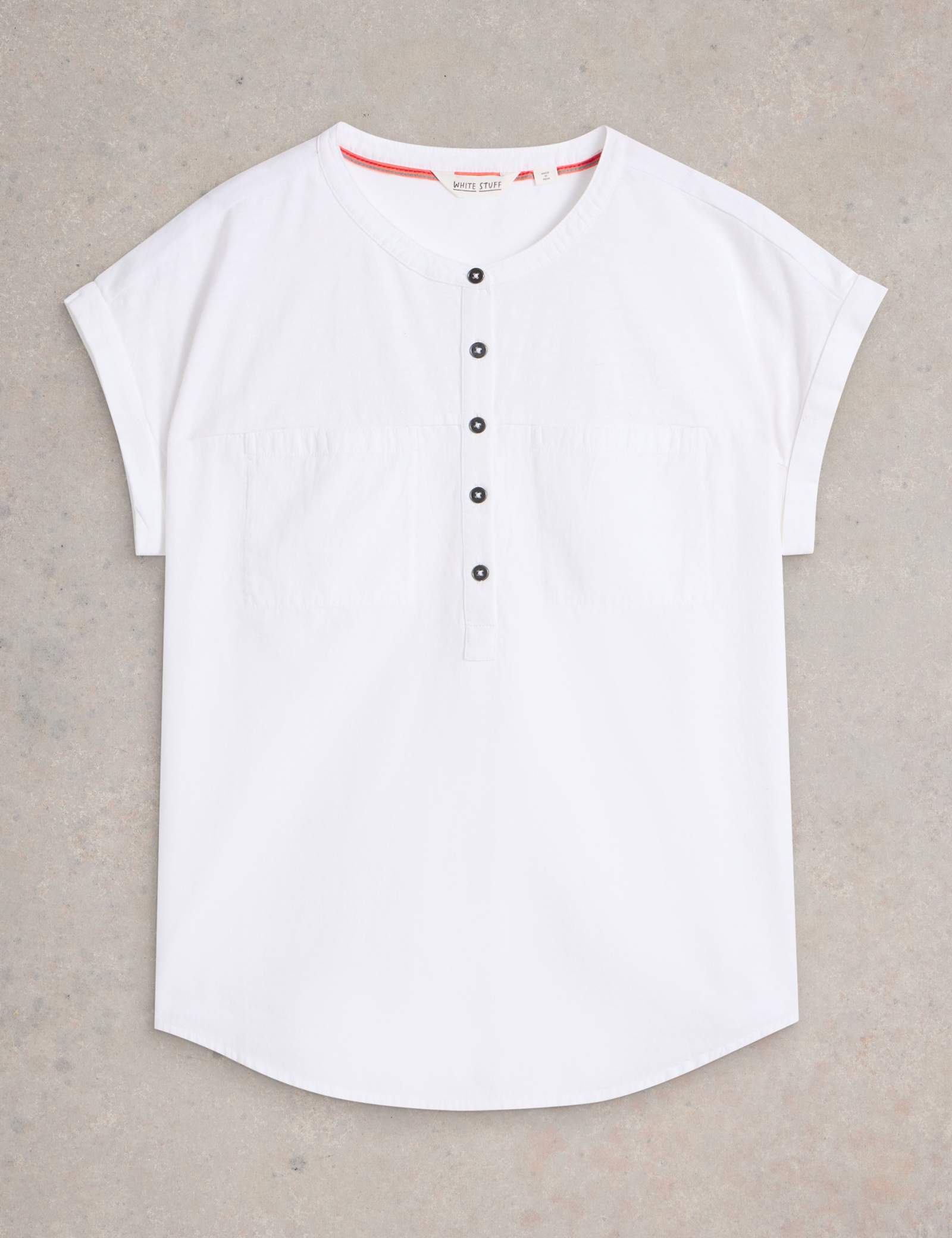 Pure Cotton Crew Neck Button Detail Shirt - image 2