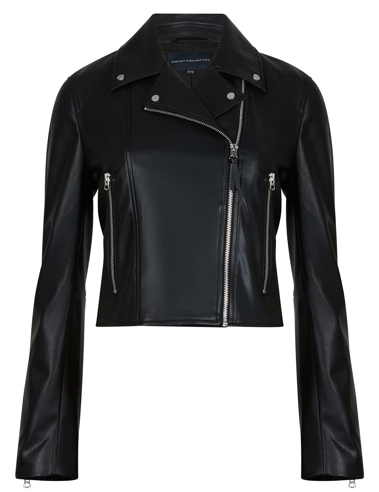 Faux Leather Cropped Biker Jacket - image 1