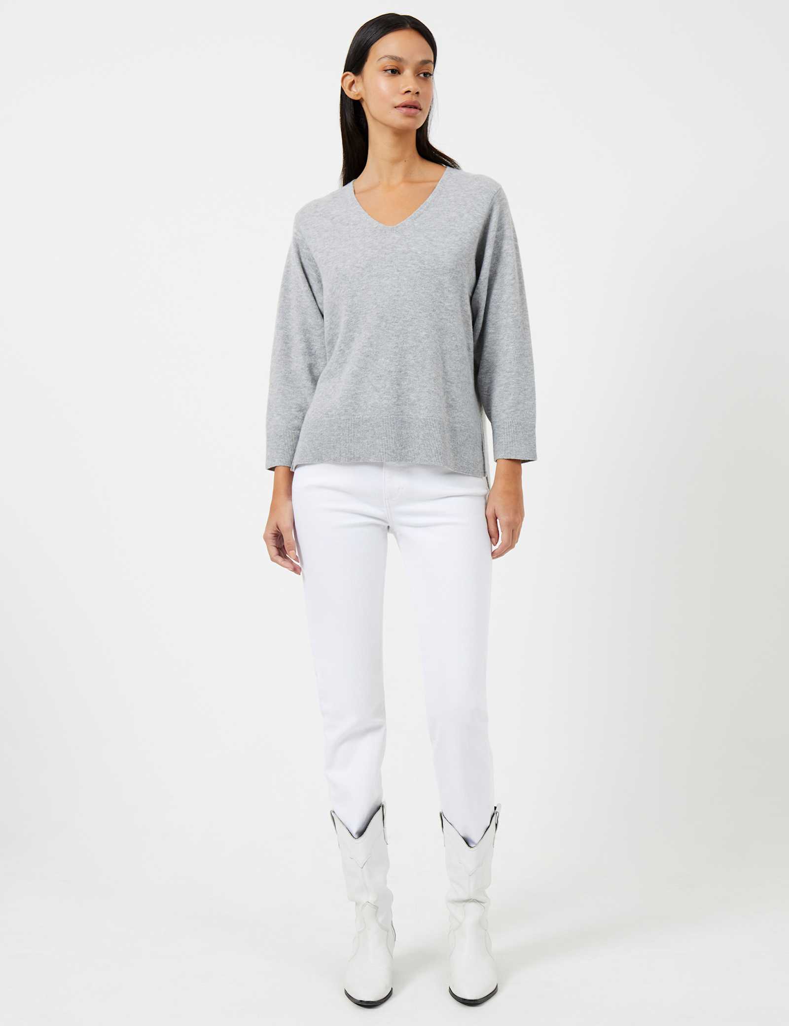 Textured V-Neck Relaxed Jumper with Wool - image 2