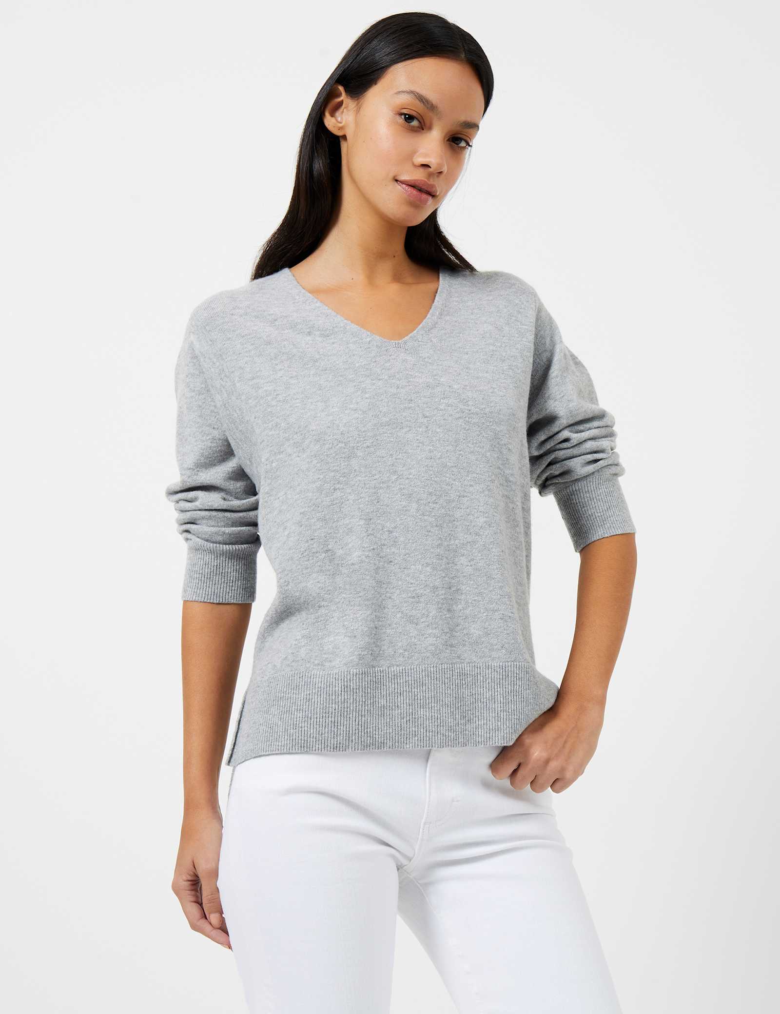 Textured V-Neck Relaxed Jumper with Wool - image 4