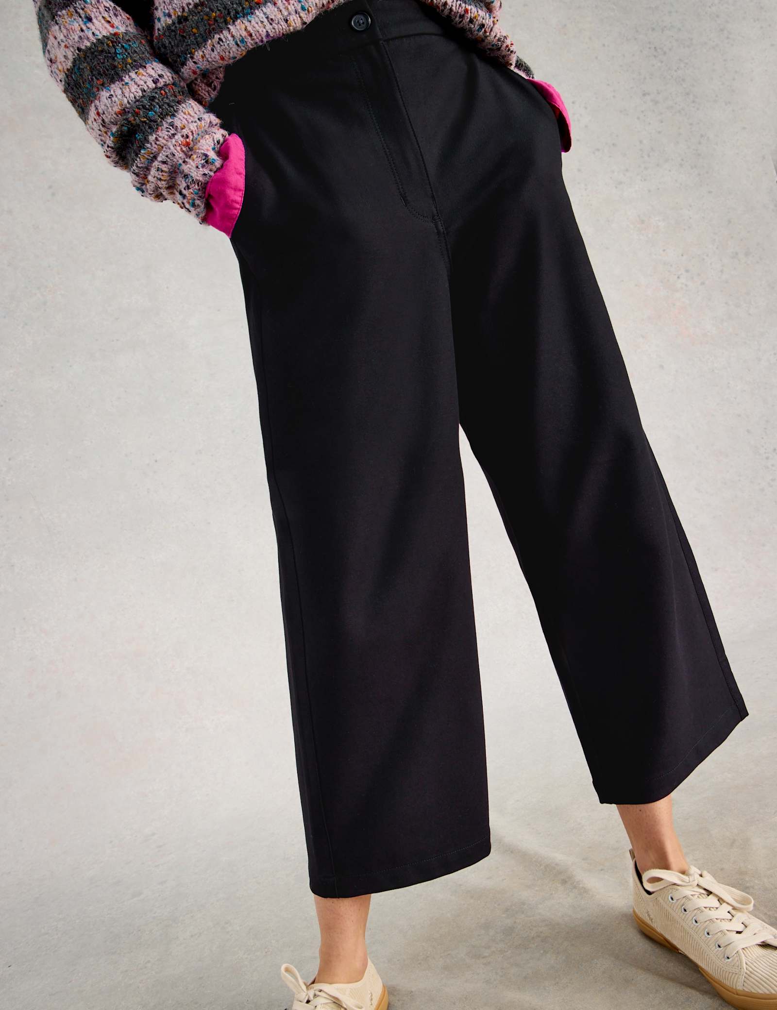 Cotton Rich Wide Leg Cropped Trousers - image 2