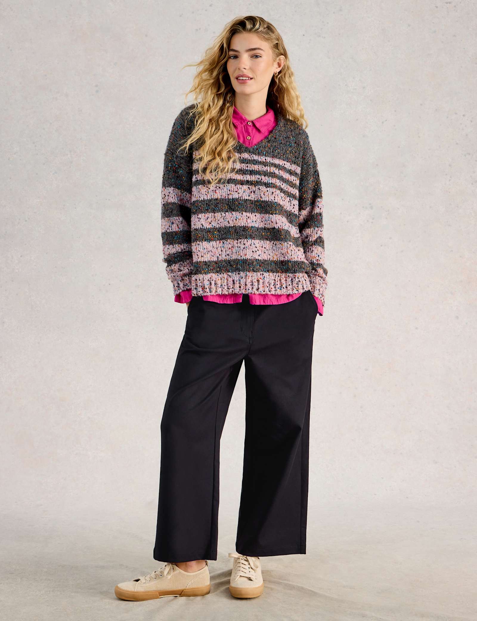 Cotton Rich Wide Leg Cropped Trousers - image 3