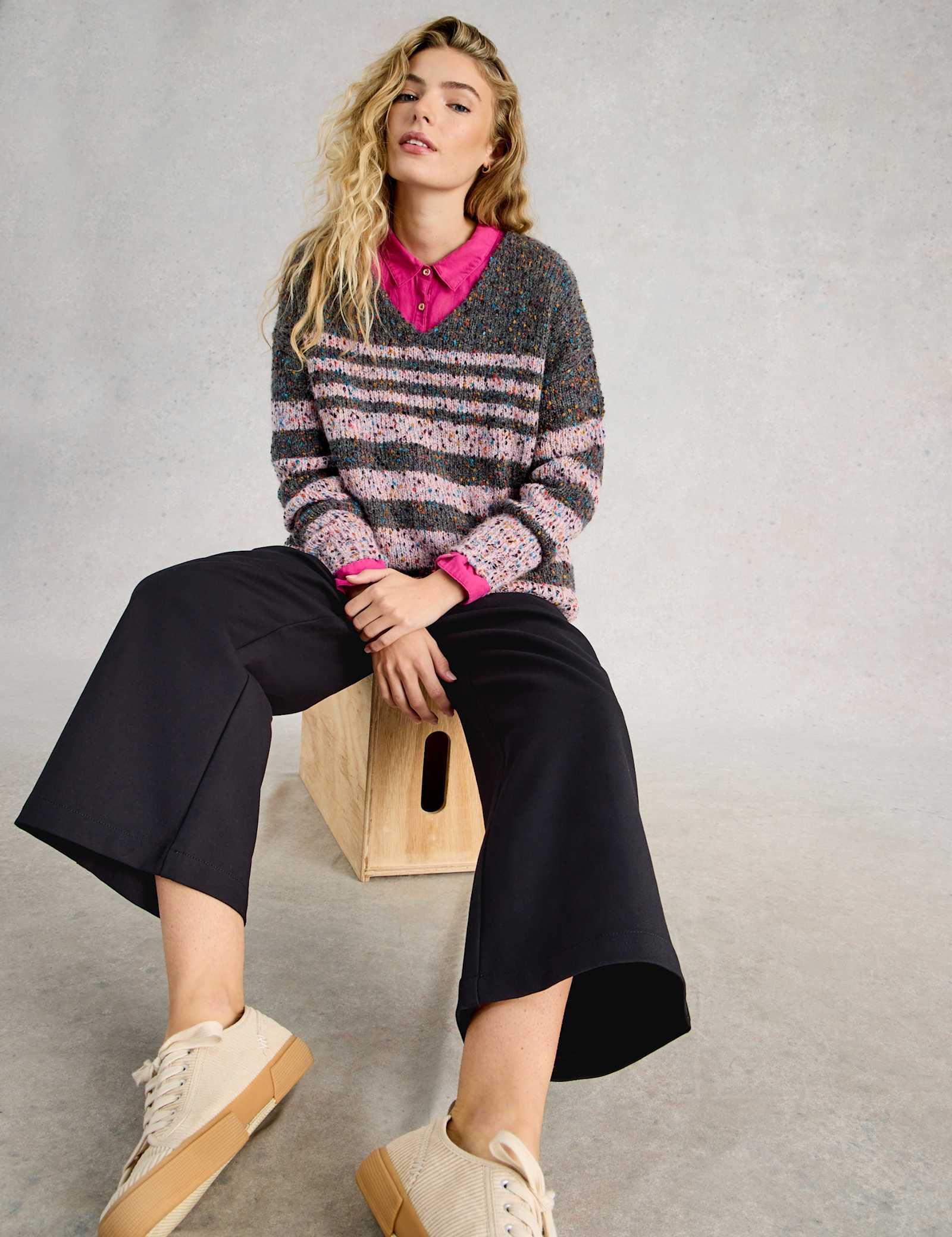 Cotton Rich Wide Leg Cropped Trousers - image 5