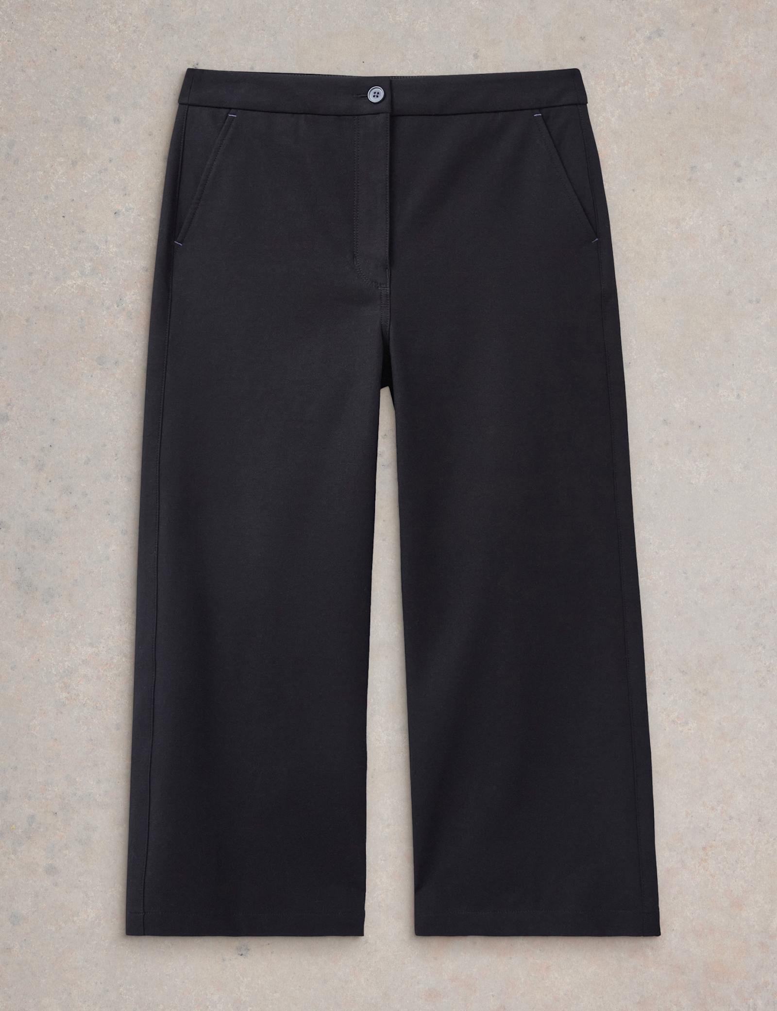 Cotton Rich Wide Leg Cropped Trousers - image 1