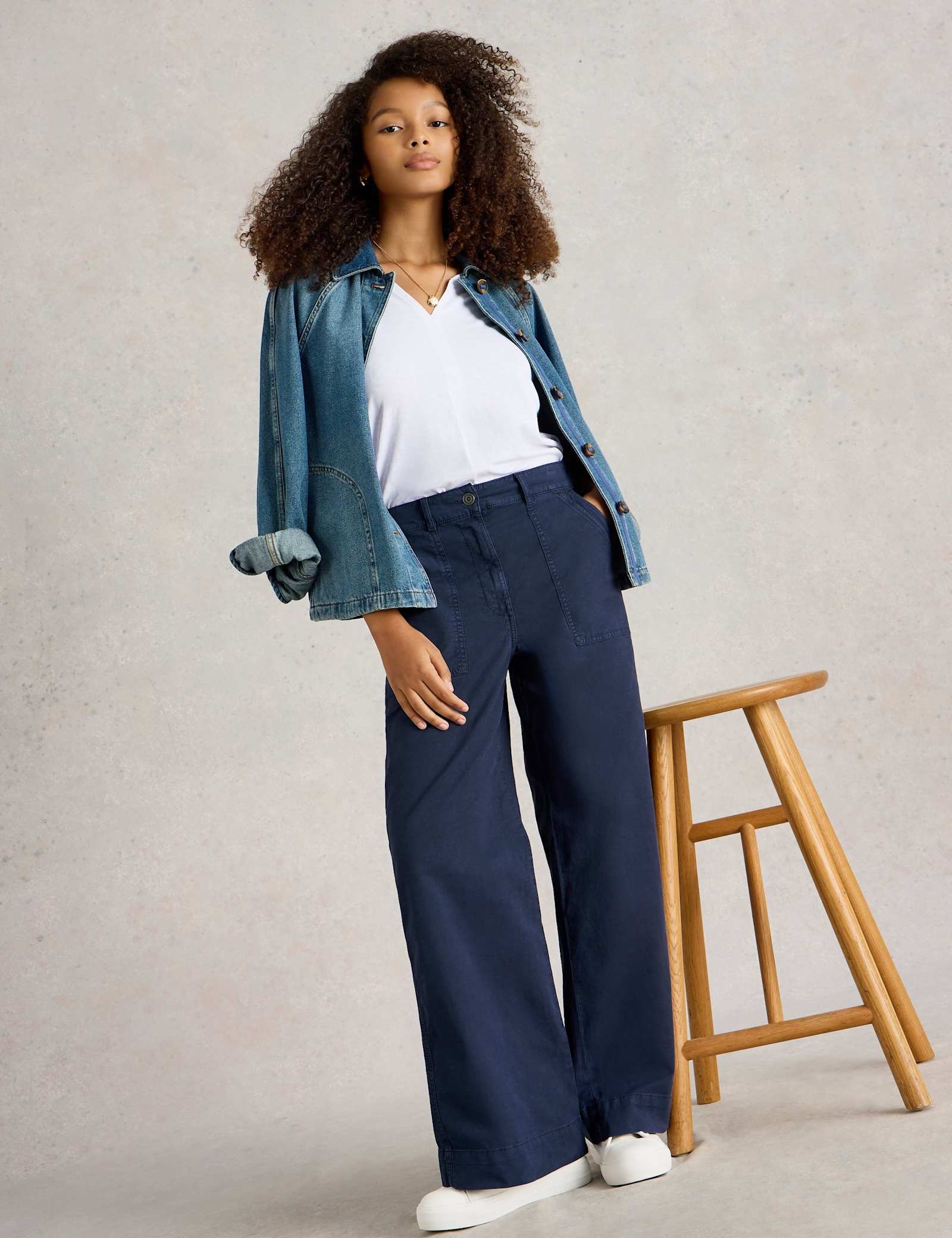 Cotton Rich Wide Leg Chinos With Linen - image 2