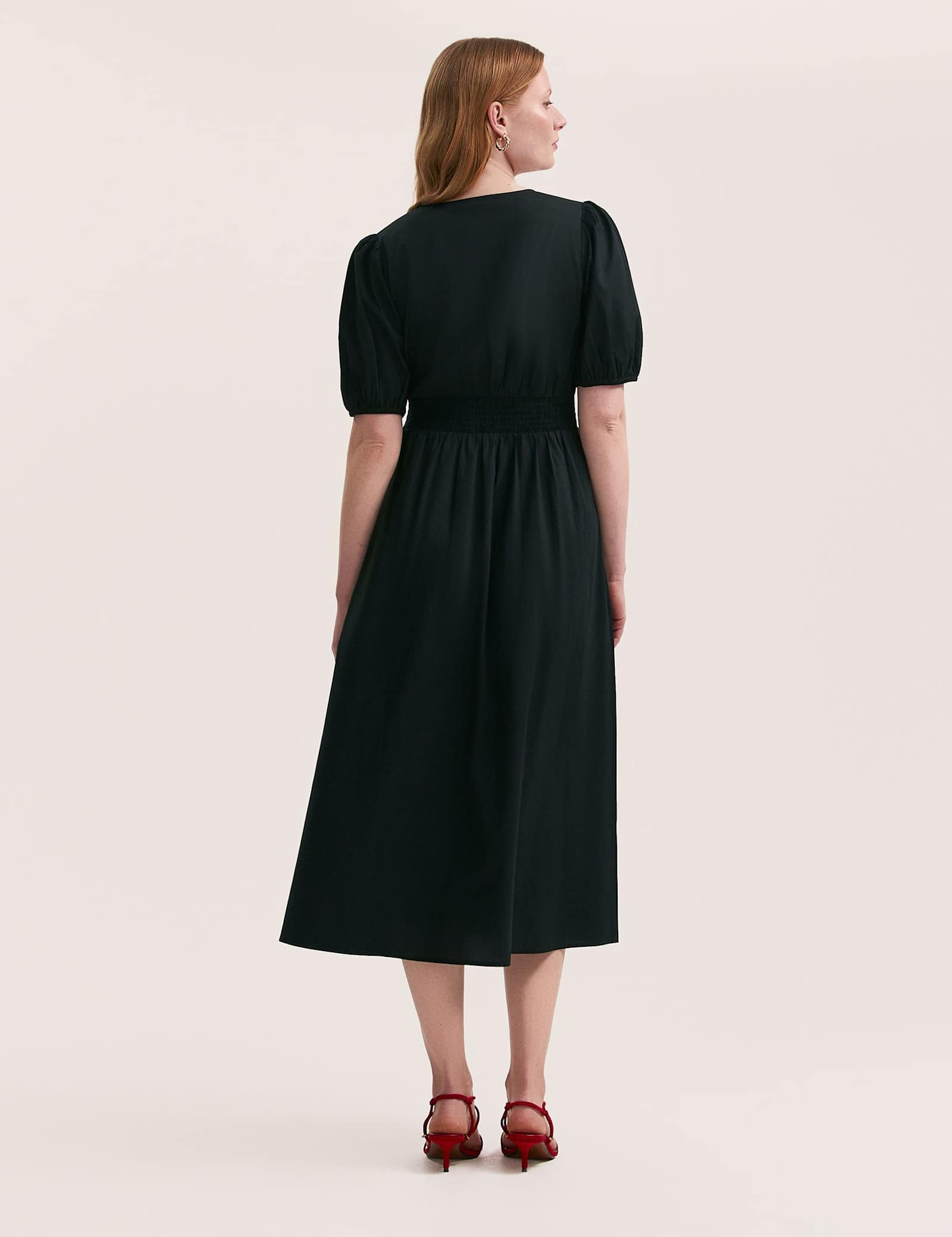 Pure Cotton V-Neck Midi Tea Dress - image 4