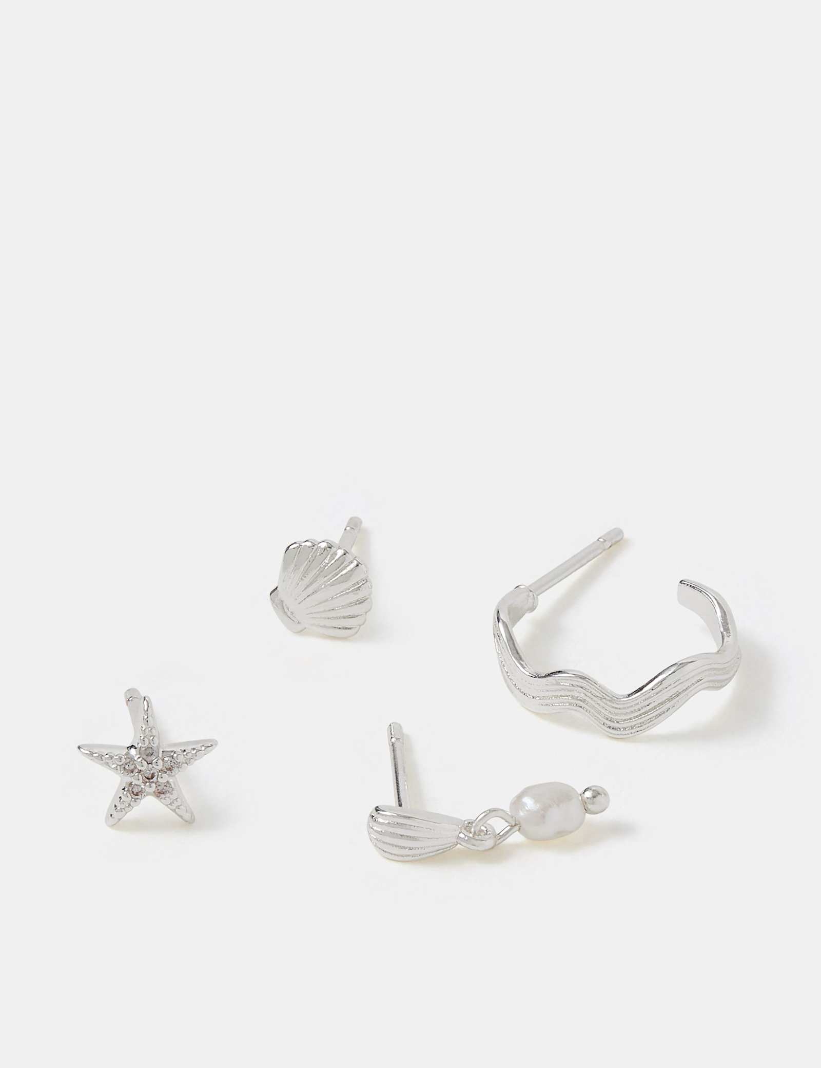 4 Pack Sterling Silver Plated Mixed Earrings - image 2