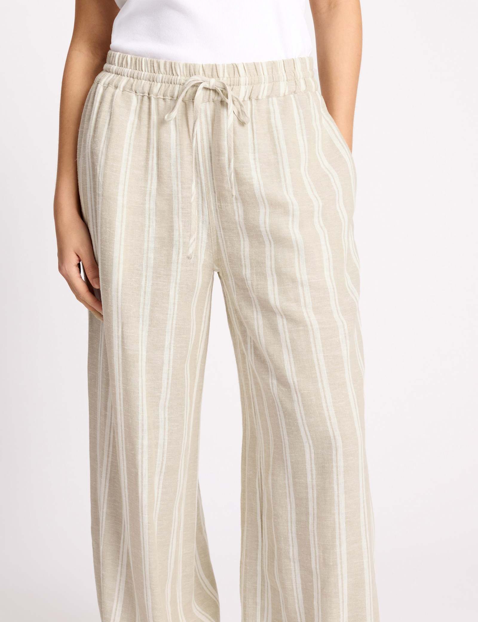 Linen Rich Striped Balloon Trousers - image 4