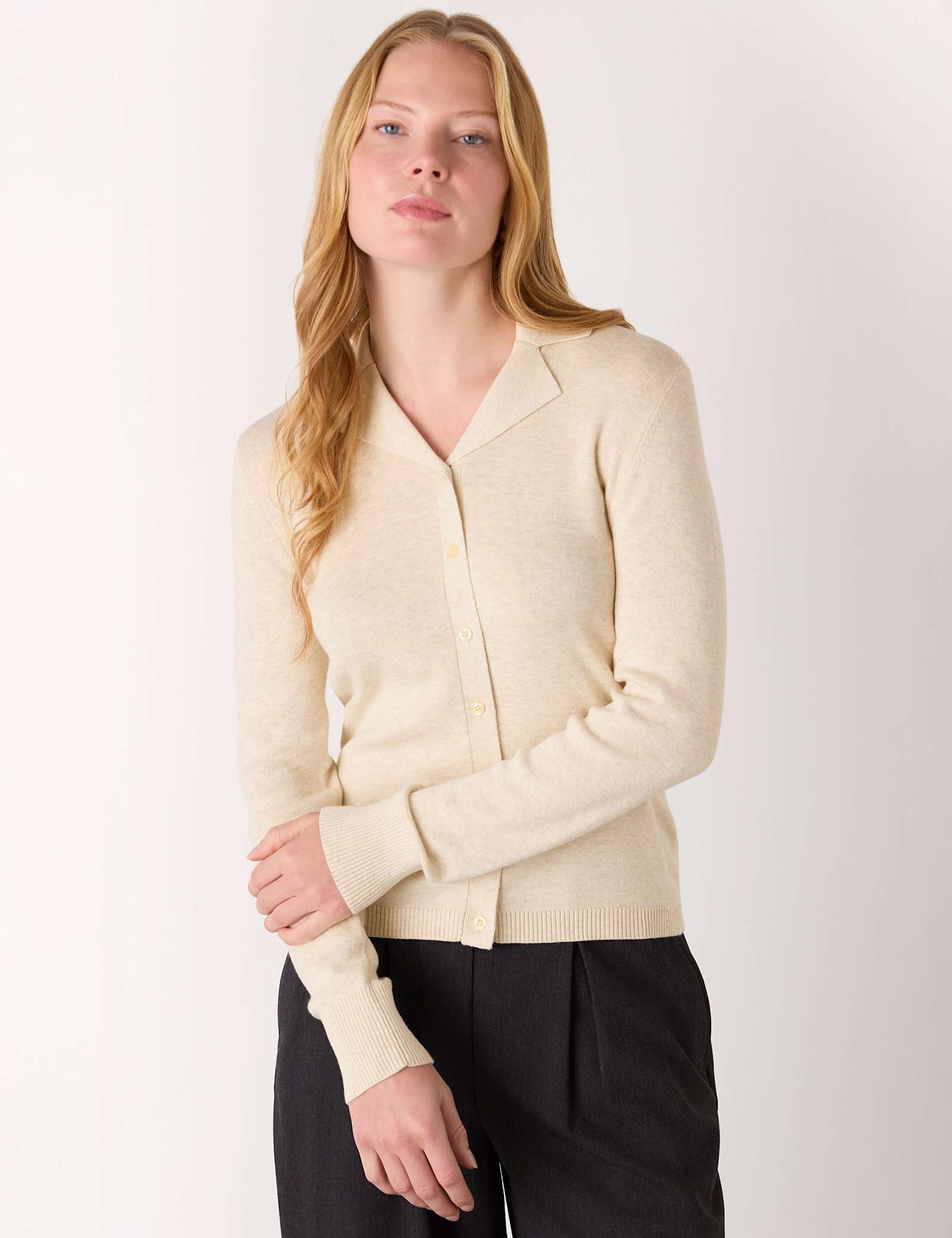 Phoebe Cotton Rich Collared Knitted Top - image 2