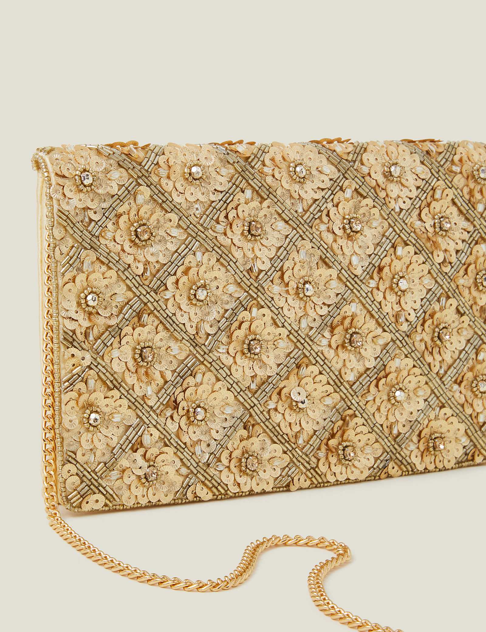 Beaded Sequin Chain Strap Clutch Bag - image 5
