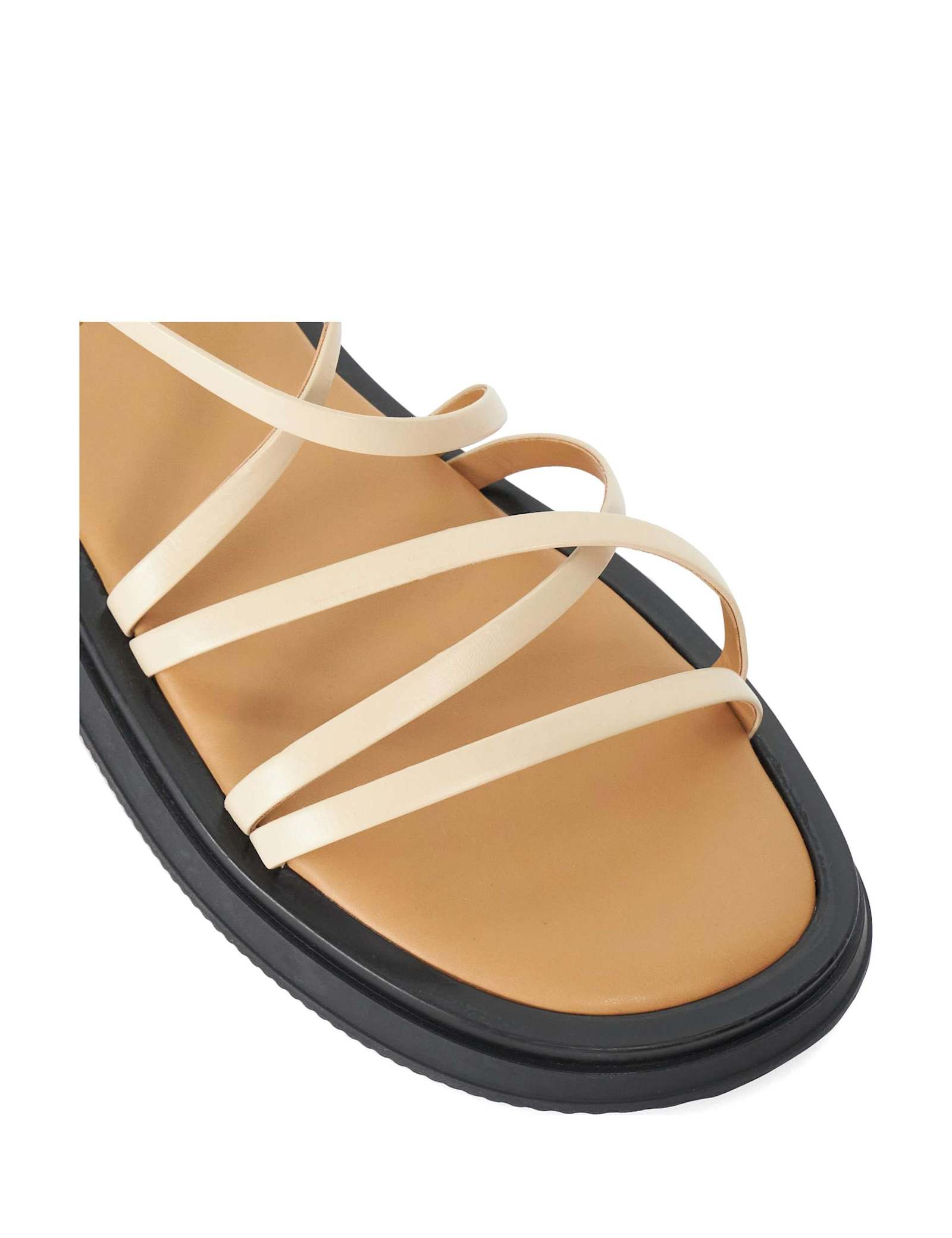 Leather Tubular Strappy Footbed Sandals - image 3