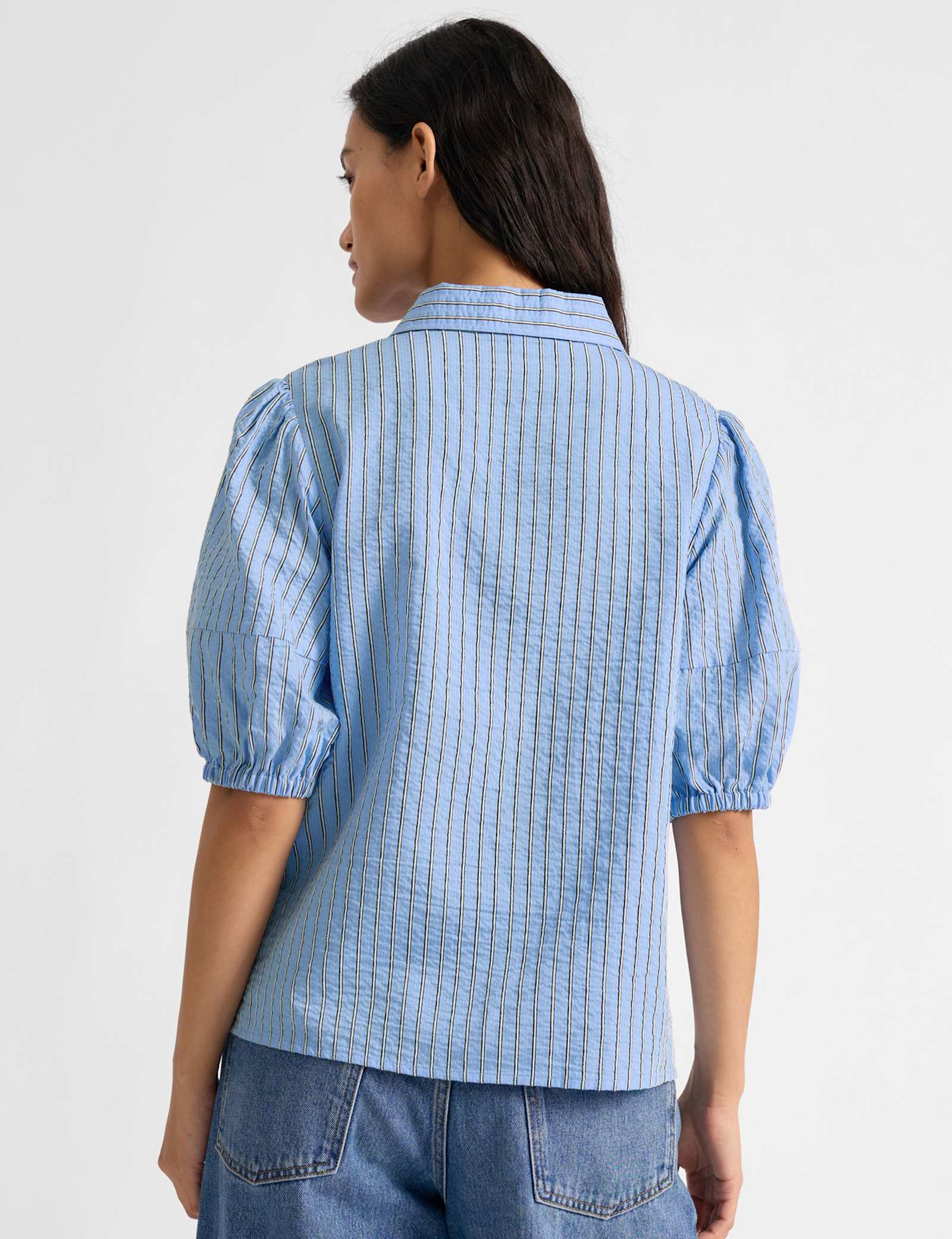 Striped Collared Blouse with Cotton - image 3