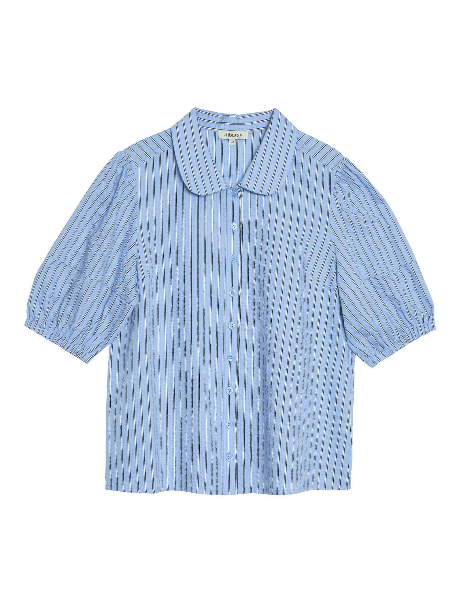 Striped Collared Blouse with Cotton - image 1