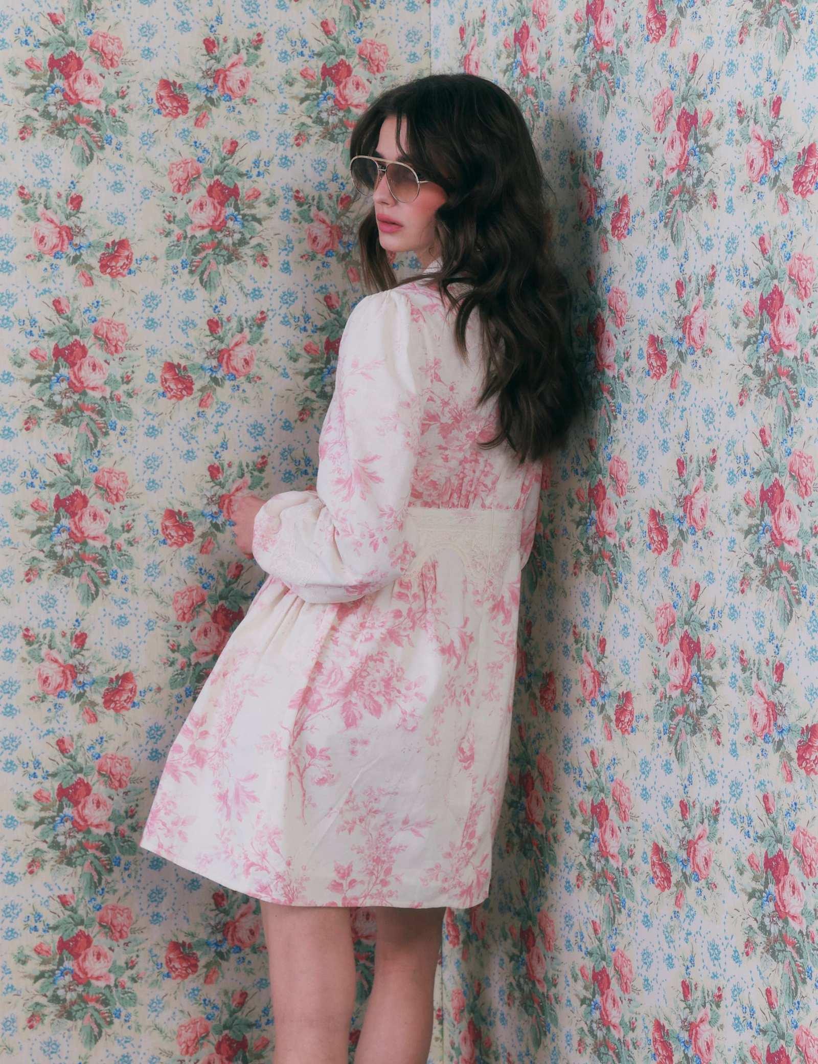 Cotton Rich Floral Lace Trim Mini Dress - image 3