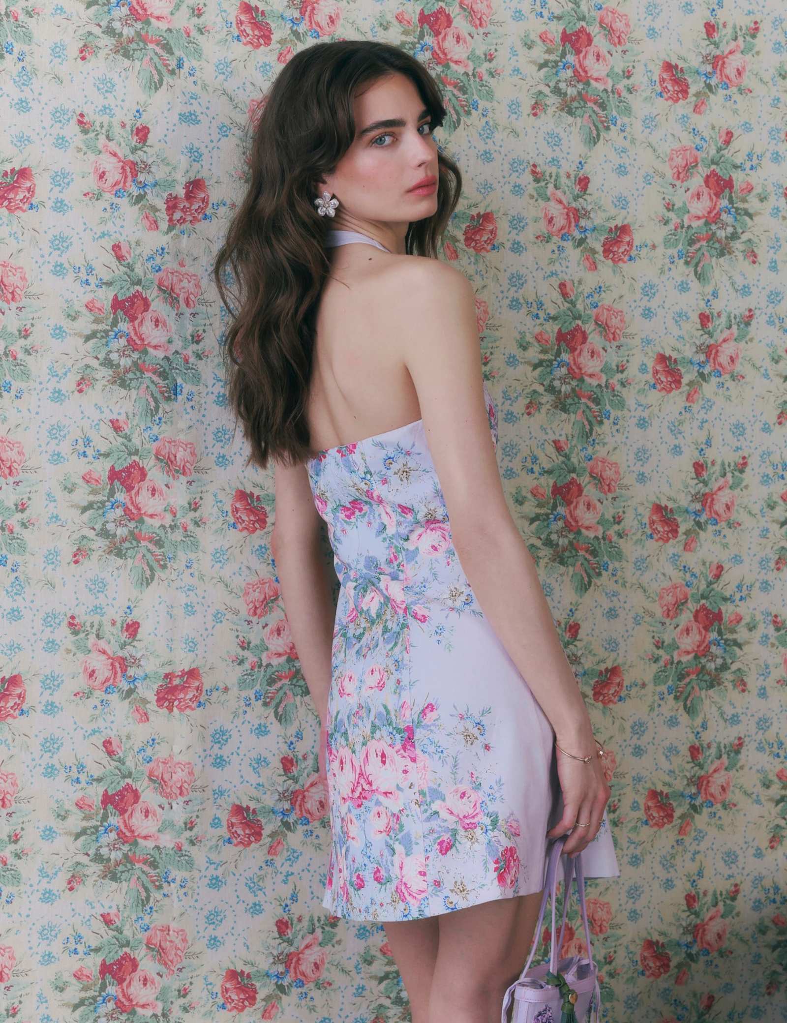 Cotton Rich Floral Halter Neck Mini Dress - image 2