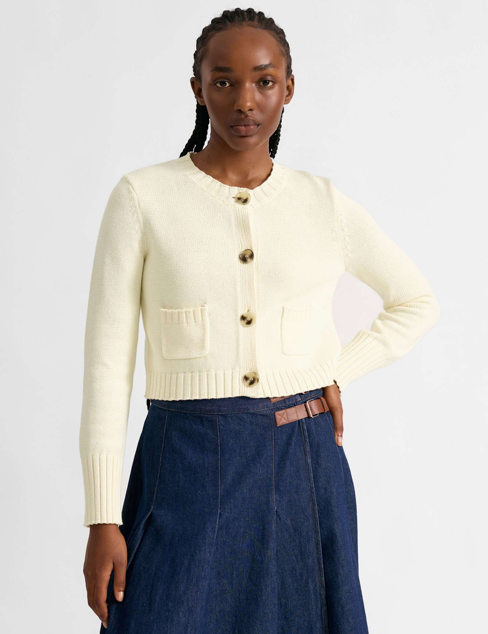 Pure Cotton Button Front Cropped Cardigan - image 2