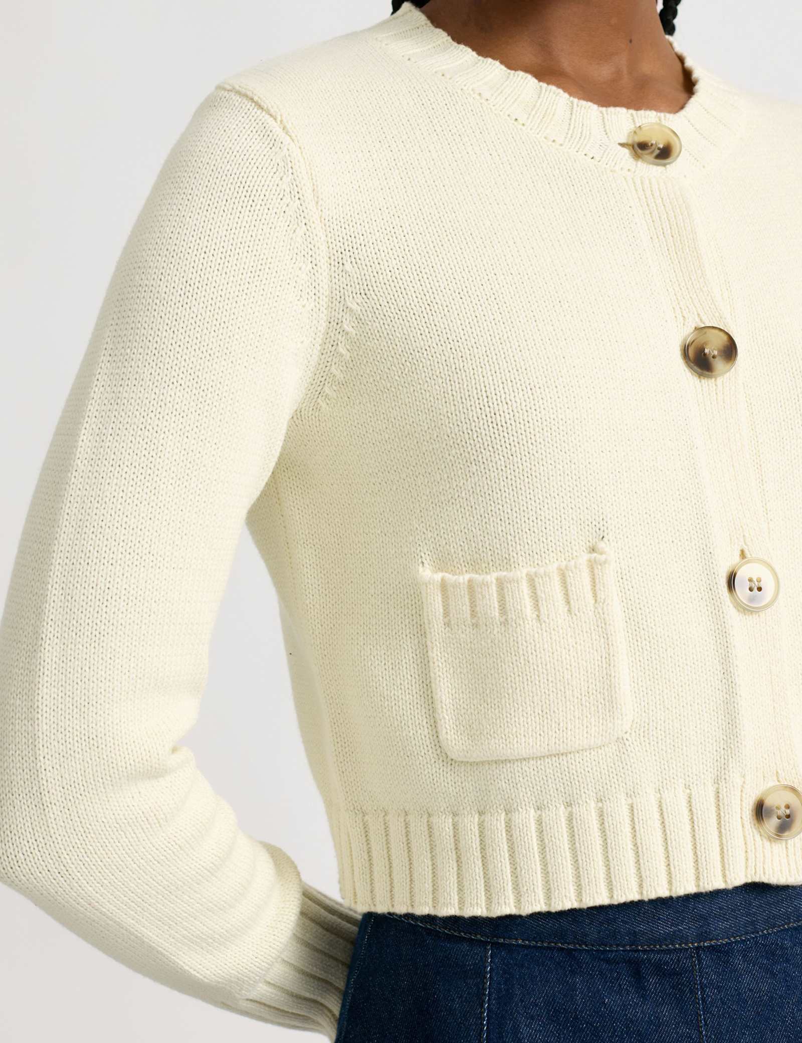 Pure Cotton Button Front Cropped Cardigan - image 3