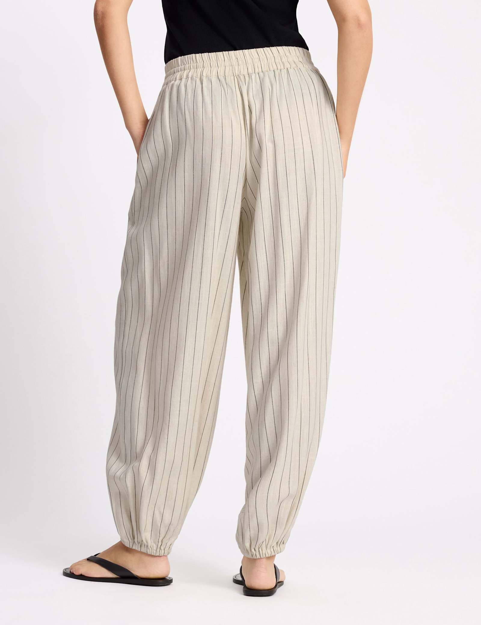 Linen Blend Pinstripe Balloon Joggers - image 5