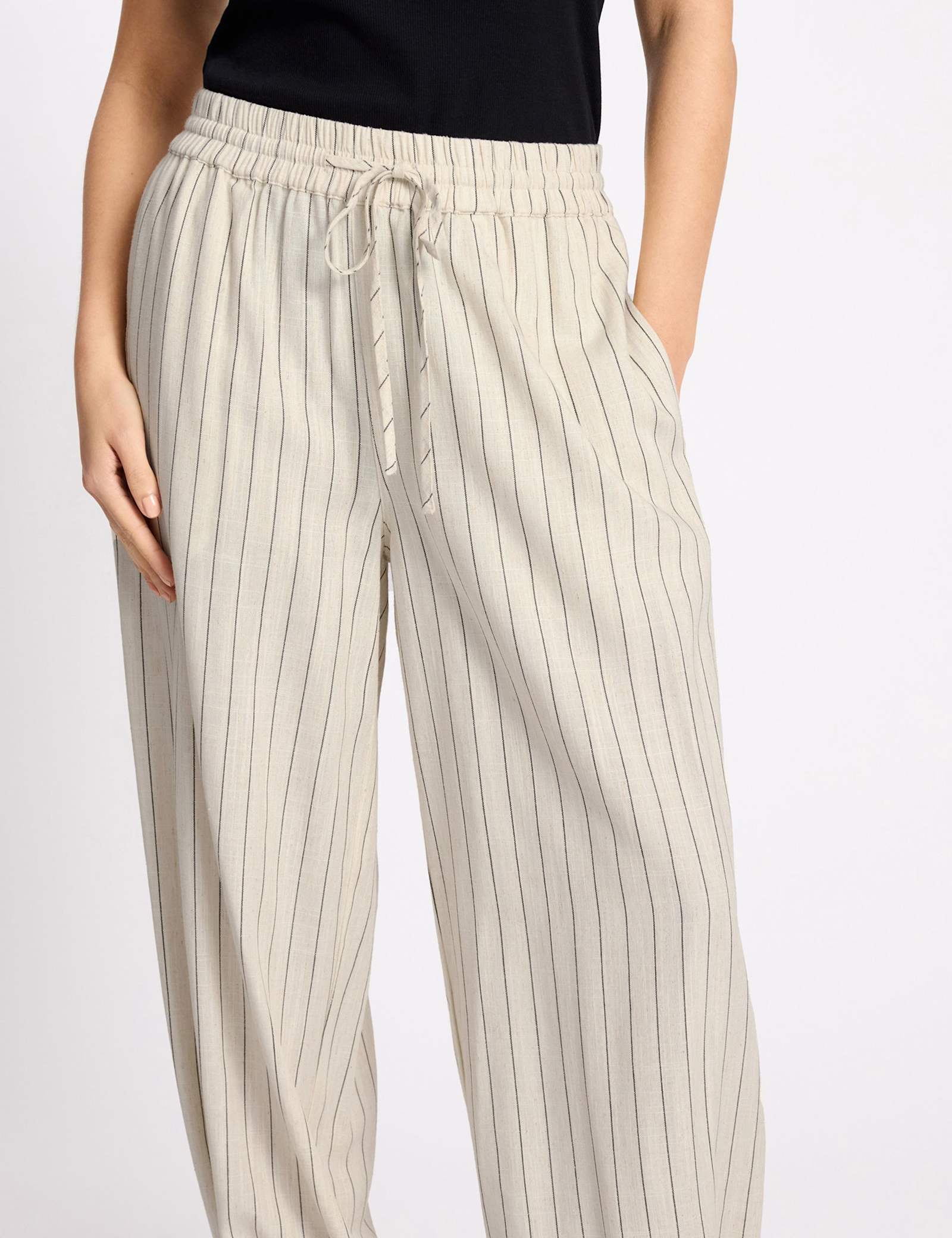 Linen Blend Pinstripe Balloon Joggers - image 4