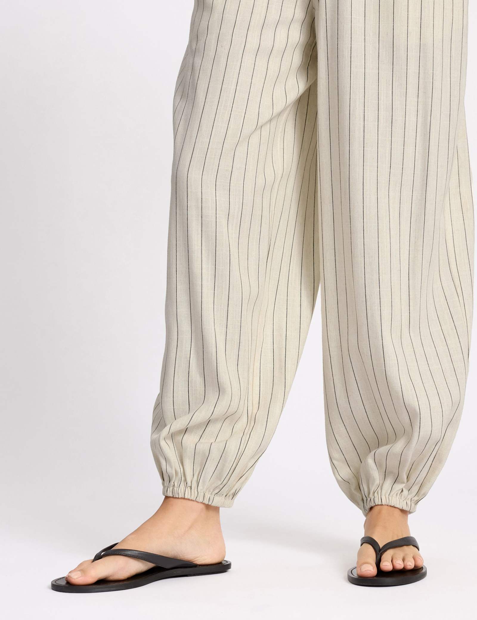 Linen Blend Pinstripe Balloon Joggers - image 3
